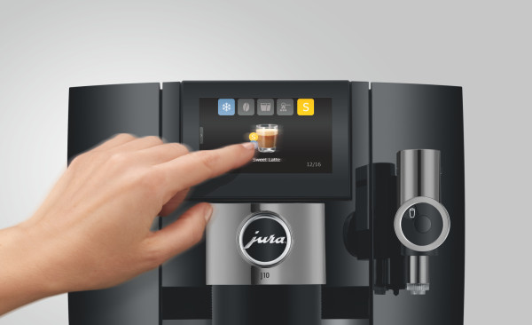 kaffeemaschine, touchscreen, espresso, dampfarm, metallgrau