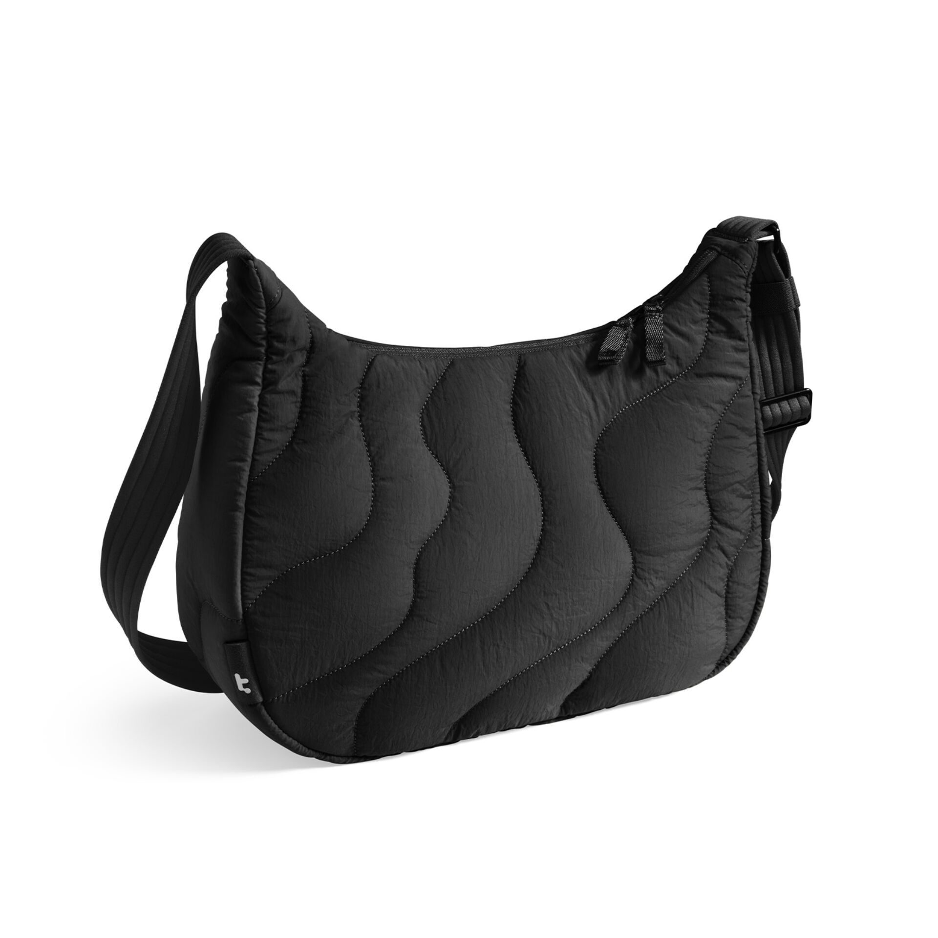handtasche, gefüttert, gequiltet, schwarz, schulterriemen