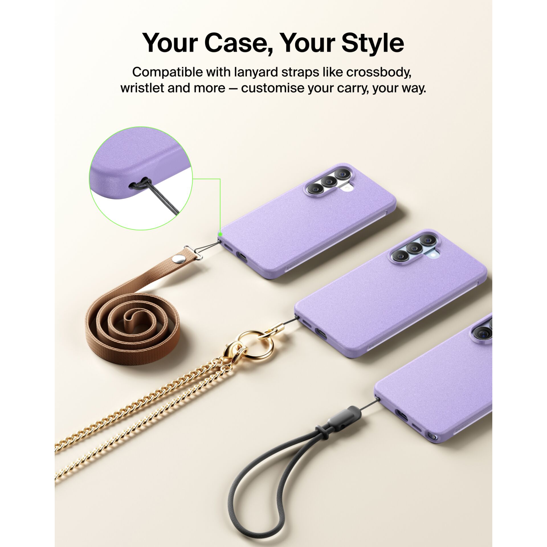 phone case, purple, lanyard, strap, magnetic ring