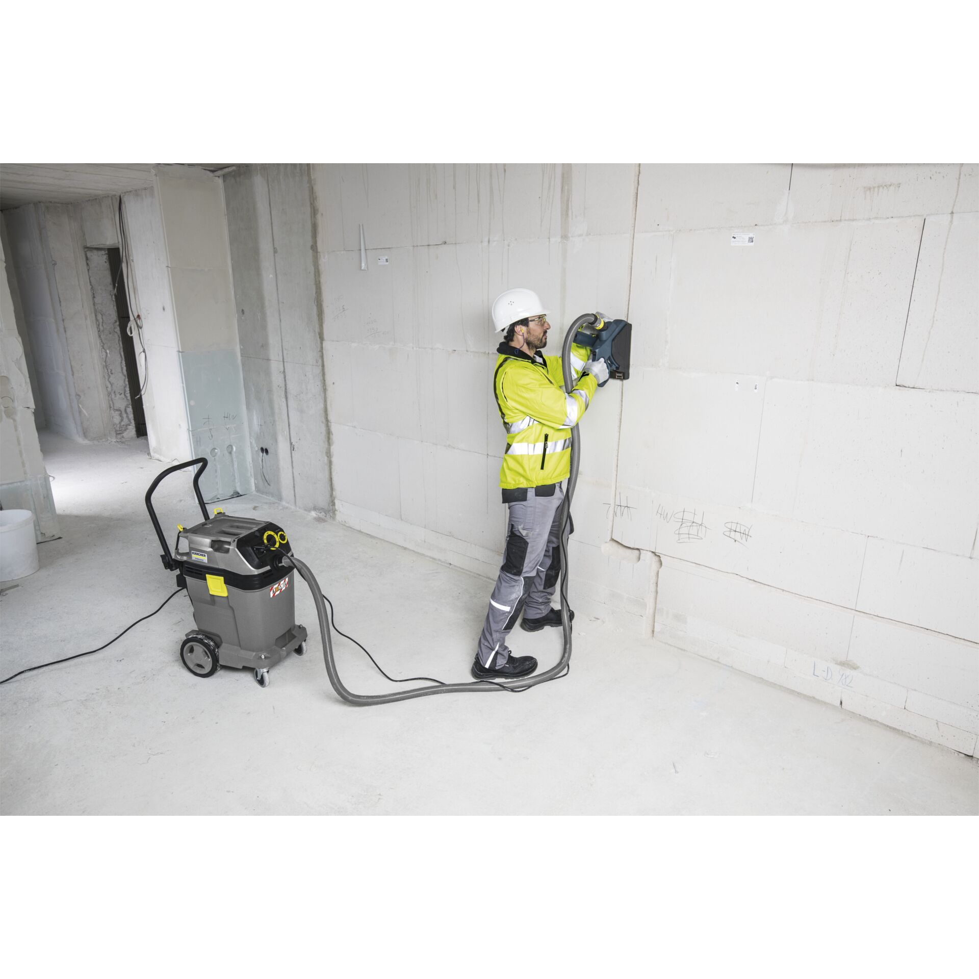Person, Arbeiter, Reinigen, Helm, Schuh