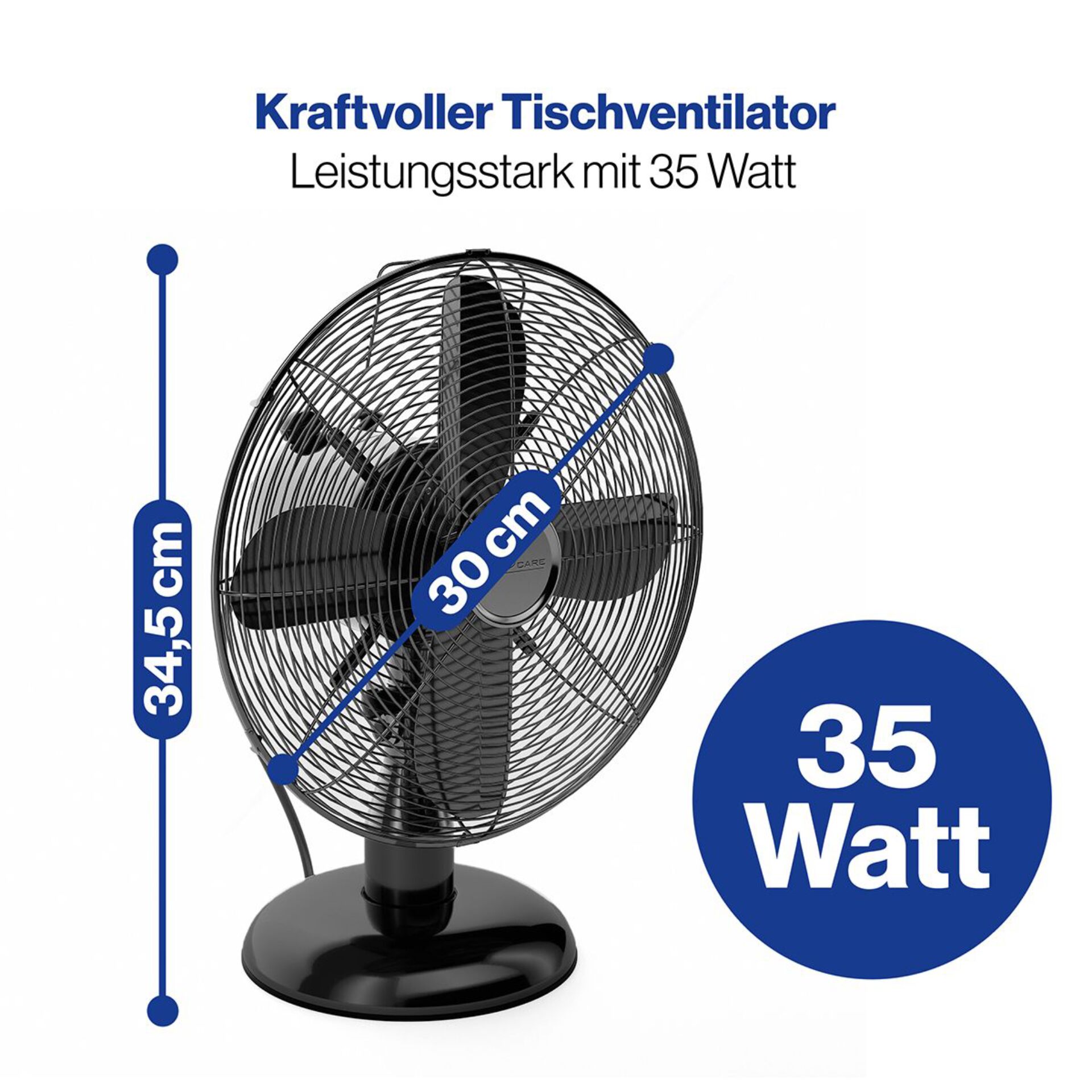 tischventilator, kabelgebundener ventilator, 35-watt, metallgitter, 30 cm/35 cm