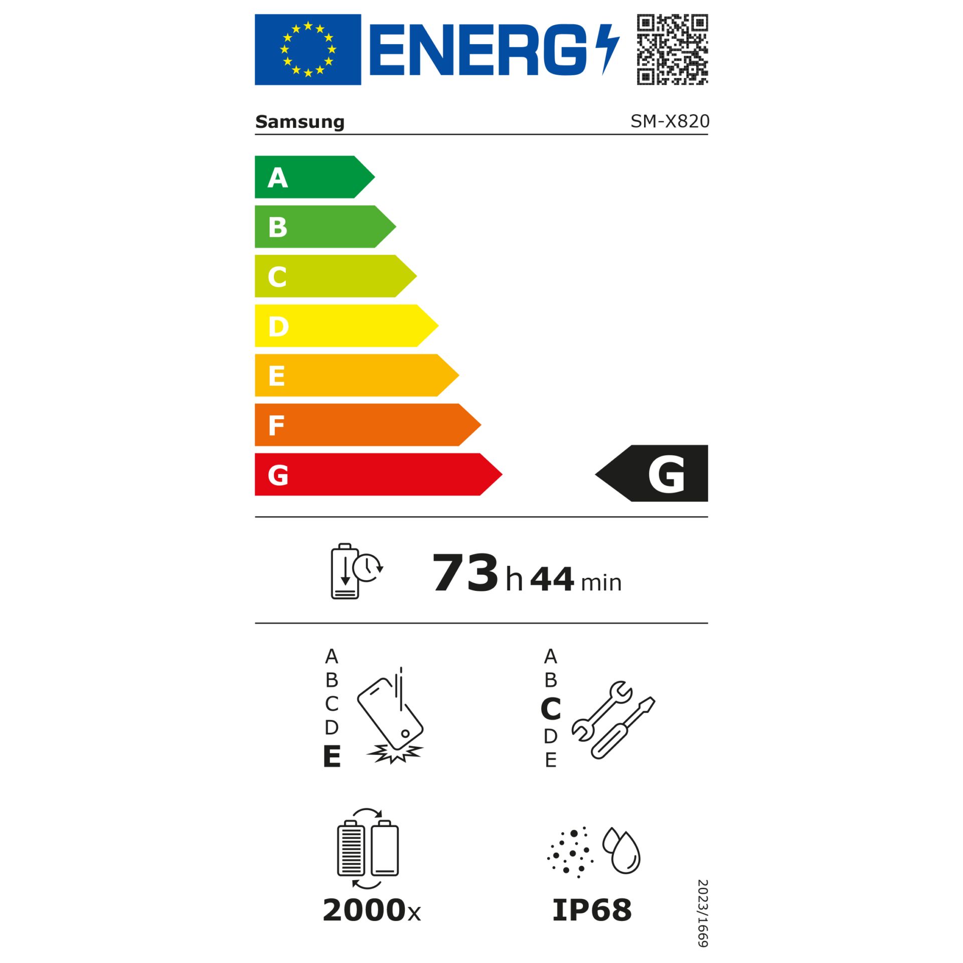 LCD, Energy Label, Samsung SM-X820, Smartphone, Android