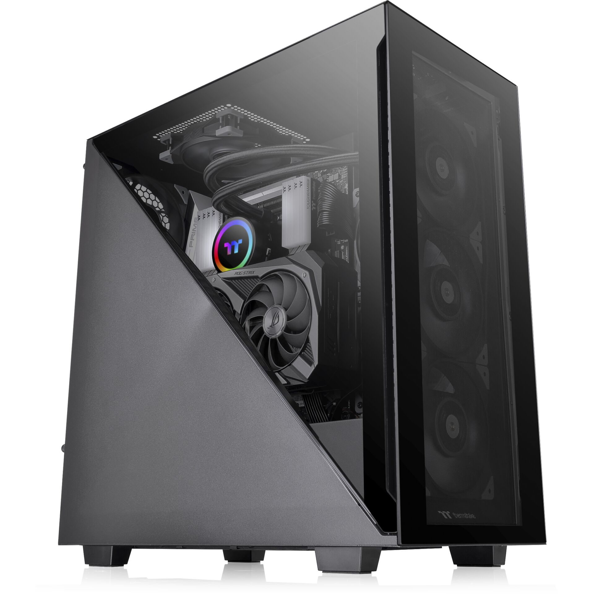 pc-gehaeuse, gaming-pc, mid-tower, glas-seitenteil, rgb-licht