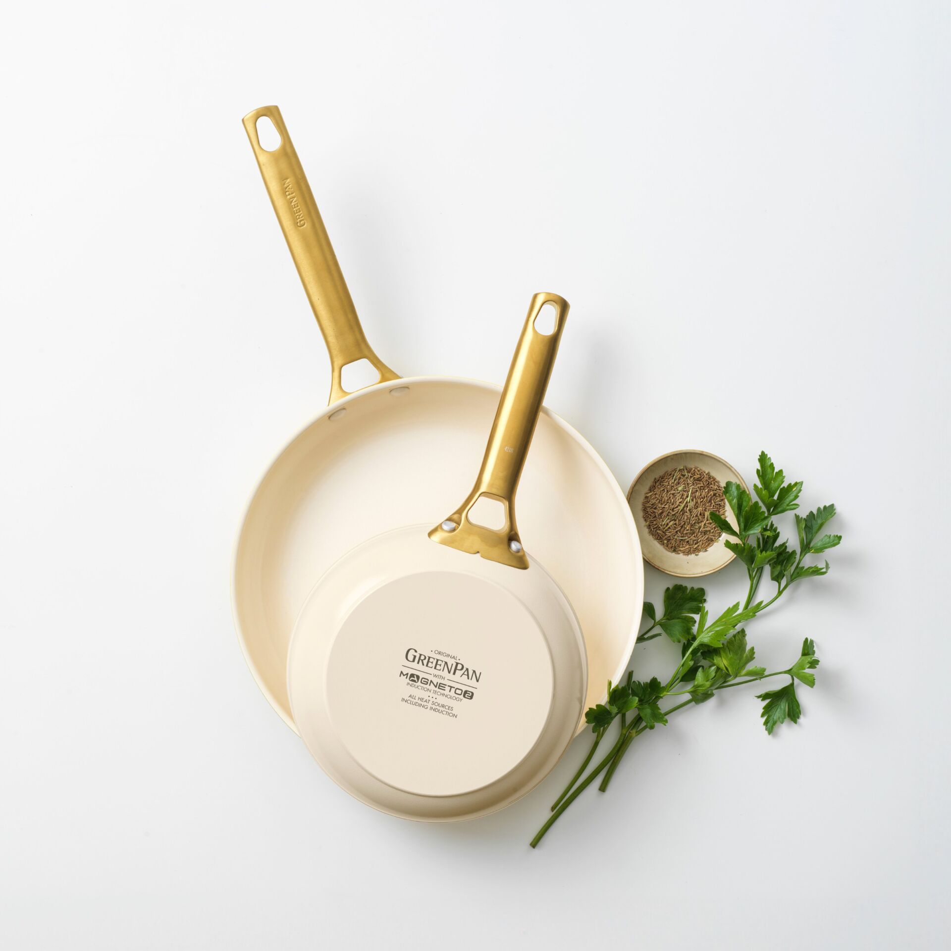 Bratpfanne, Pfanne, Edelstahl, metallisch, Gewürze
