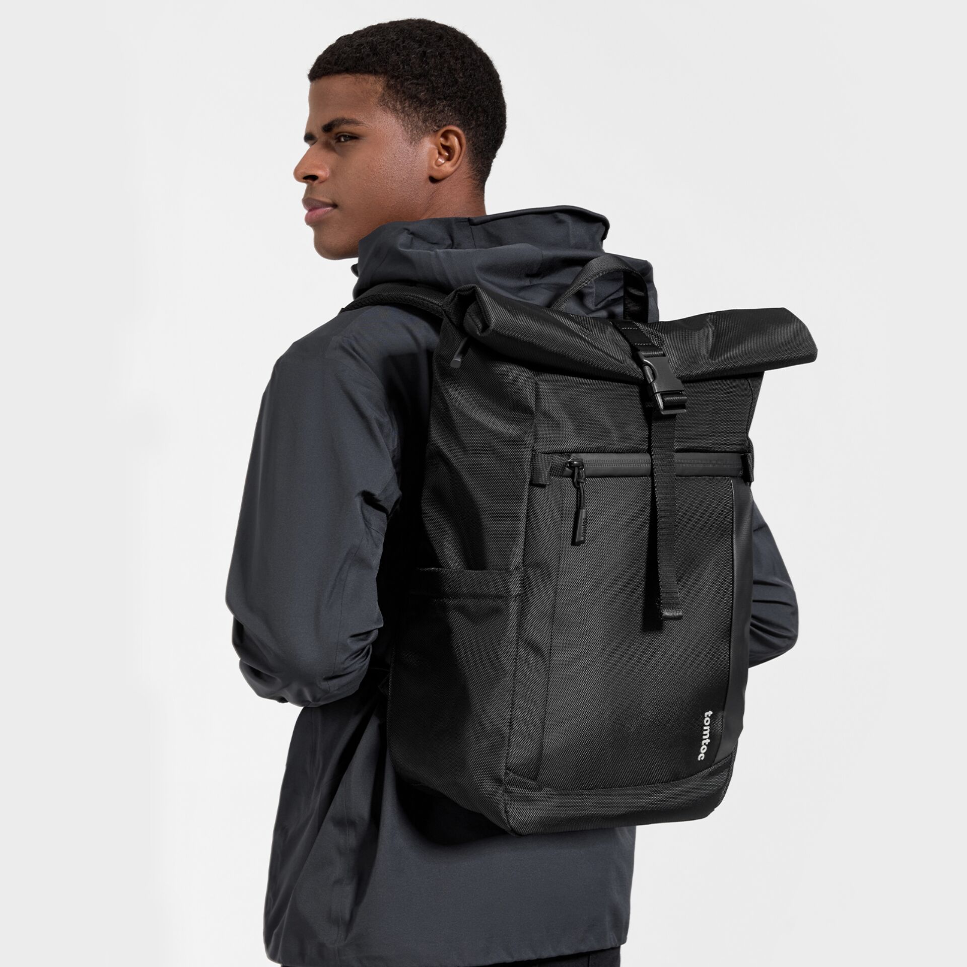 Rucksack, Schwarz, Rolltop, Outdoor, Schultergurt