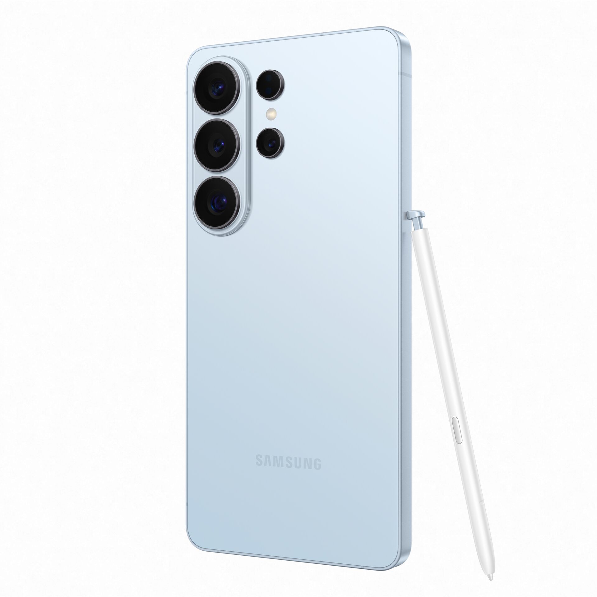 smartphone, quad camera, blau, Stift, Kanten-Design