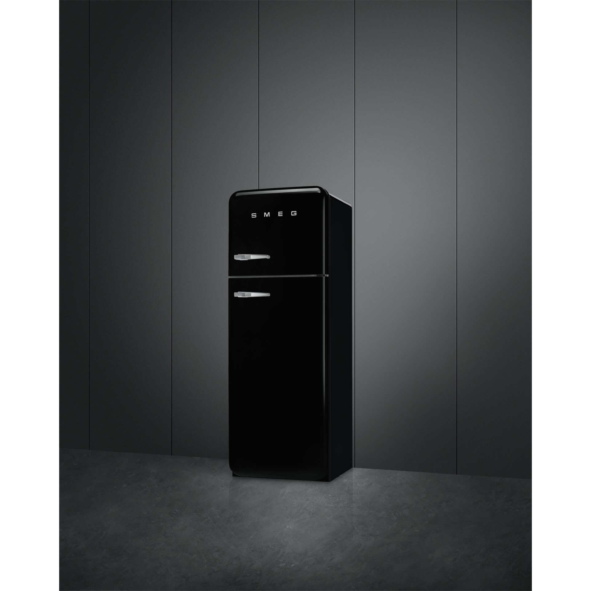  Retro Kühlschrank, schwarzer Kühlschrank, SMEG Kühlschrank, Zweikammerkühlschrank, Küchengerät