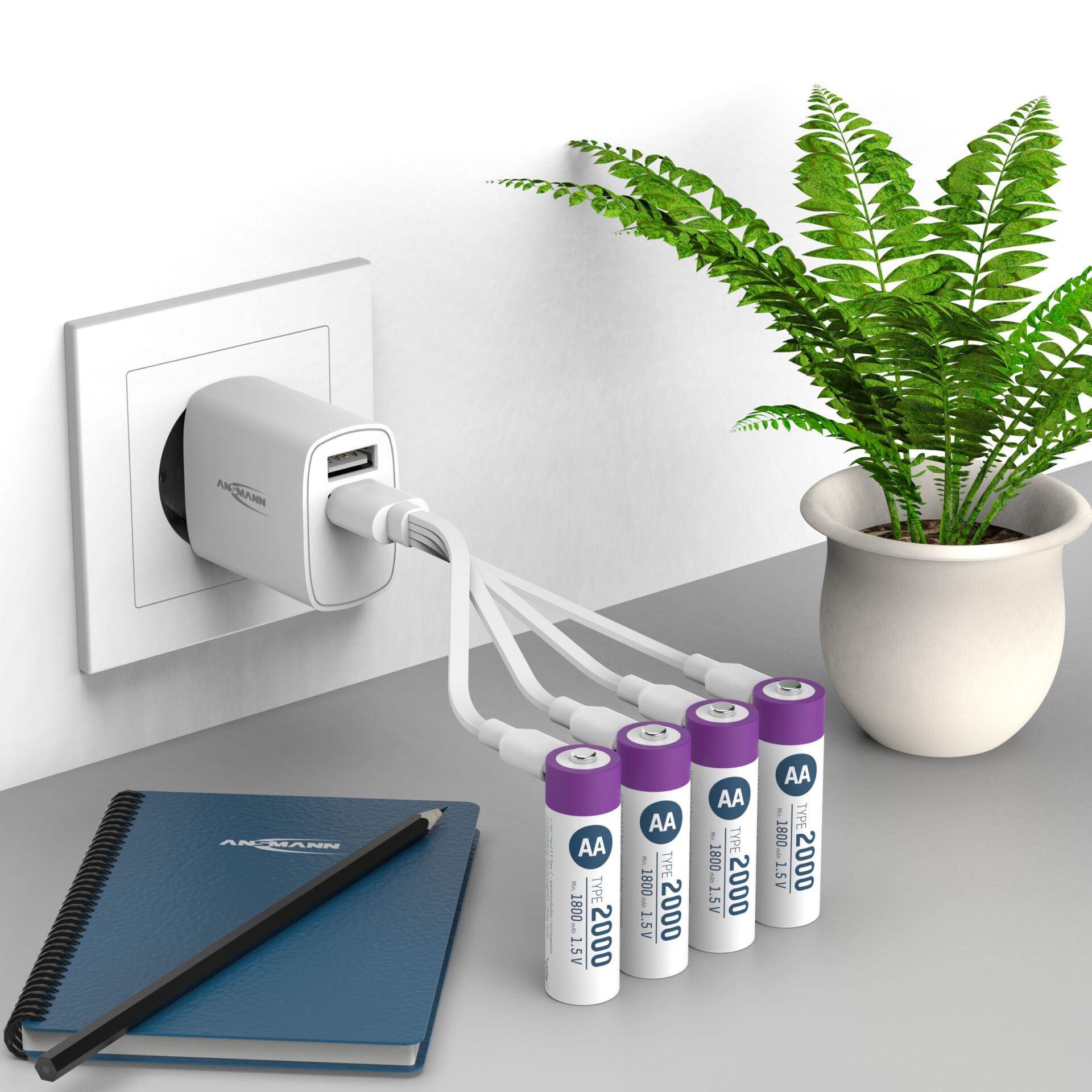 Adapter, Elektronik, Pflanze, Pflanze im Topf