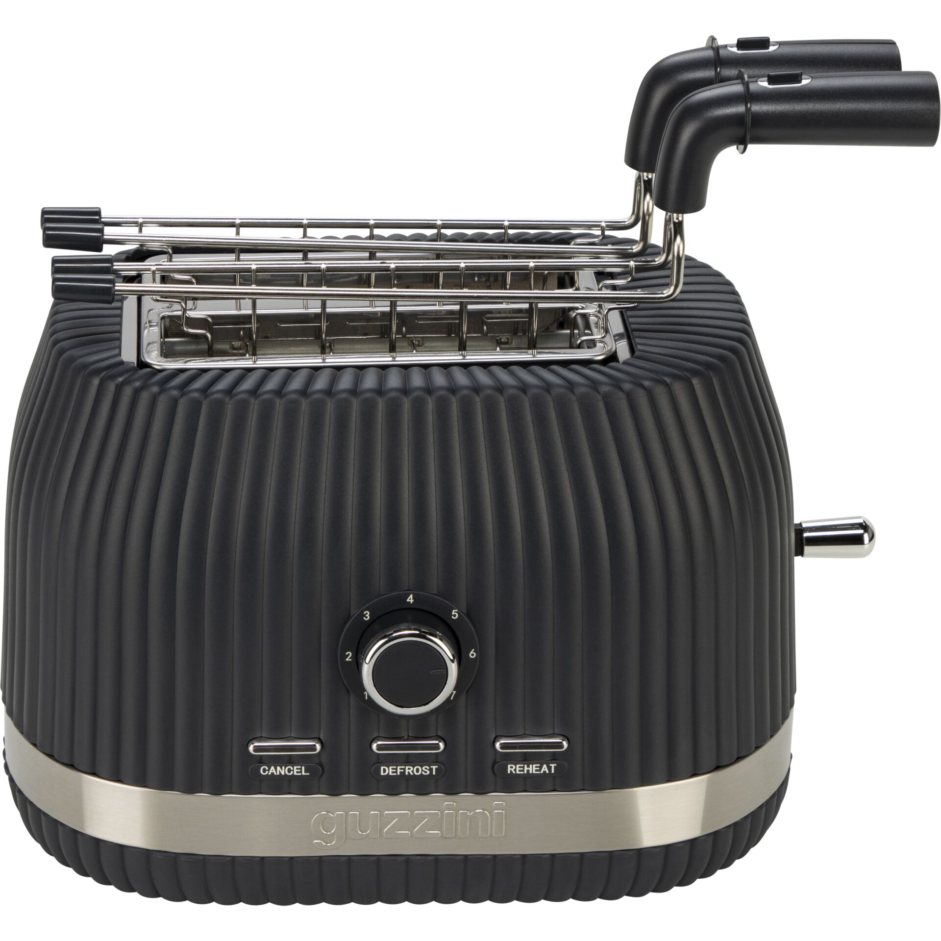 Toaster, 2-Slice, Schwarz, Rippenstruktur, Drehrad