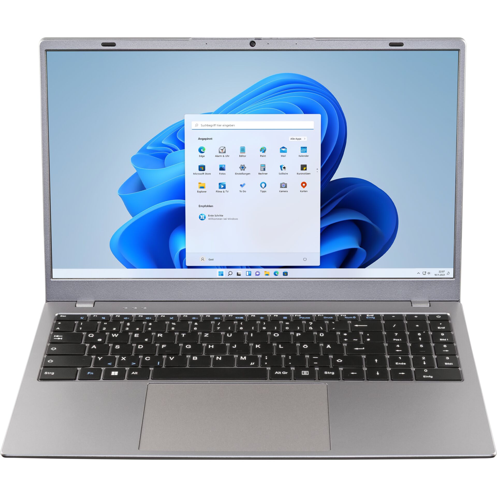 laptop, 14-Zoll, Silber, beleuchtete Tastatur, Windows