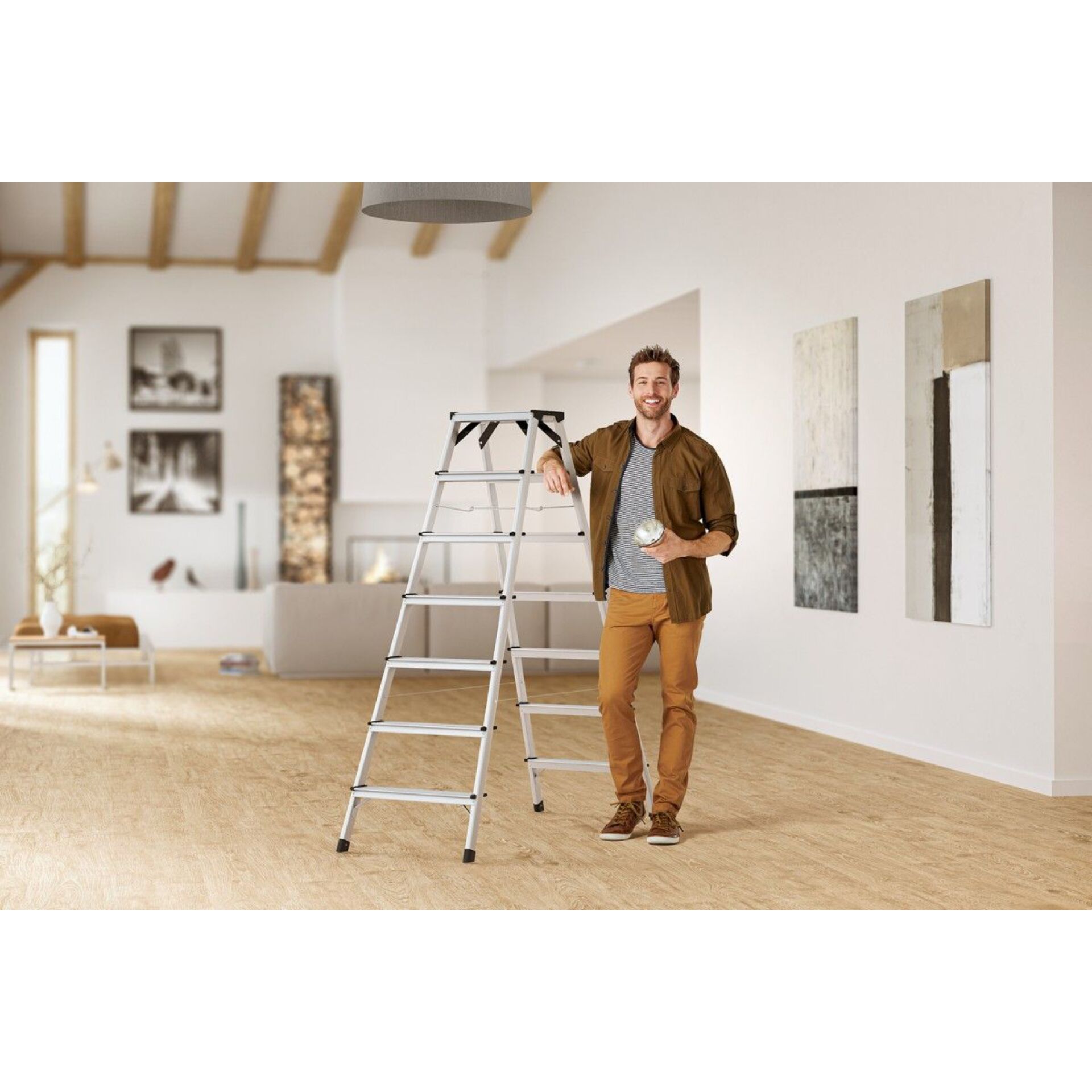 Treppeleiter, Leiter, Aluminium, Rahmenleiter, Küche/Wohnraum