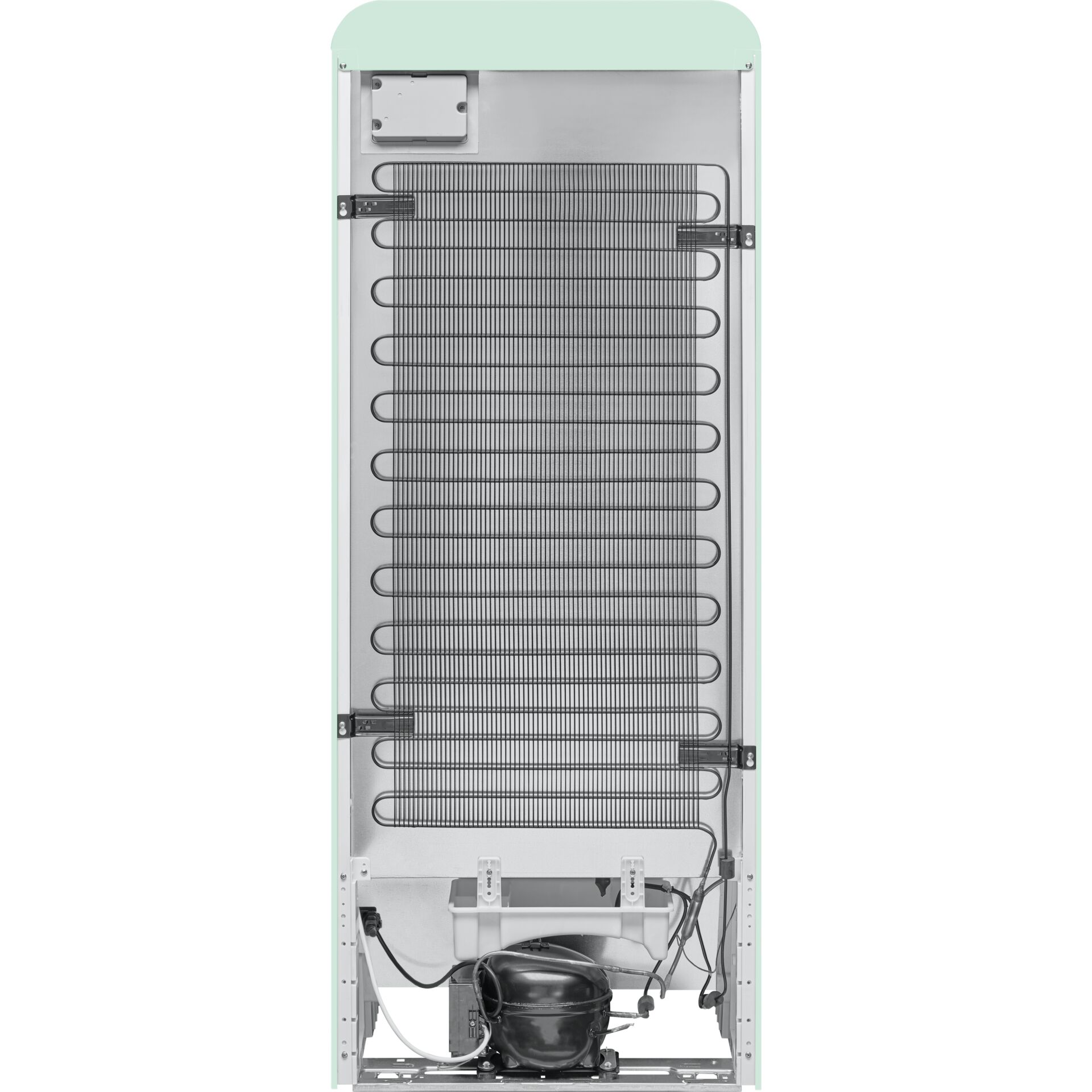 Standfreier Gefrierschrank, Kondensator(spulen), Metallregale, Kondensationsspule, Kompresserinheit