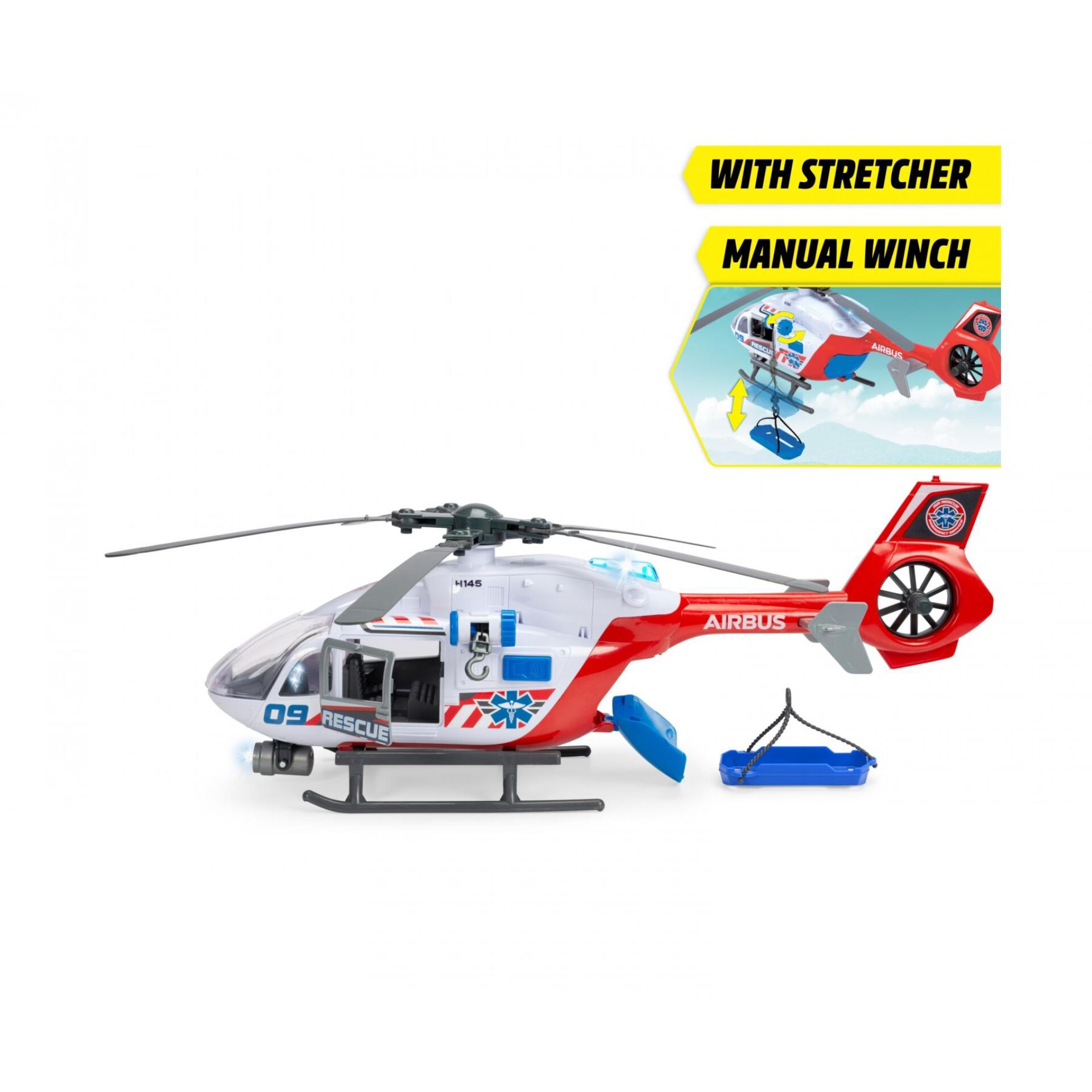 Hubschrauber, Rettung, Spielzeug, Blaues Set, Mit Trage