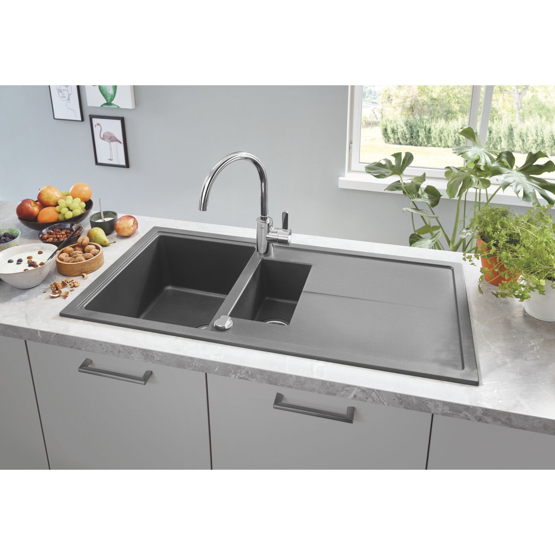 Sinken, Waschbeckenhahn, Doppeltes Waschbecken