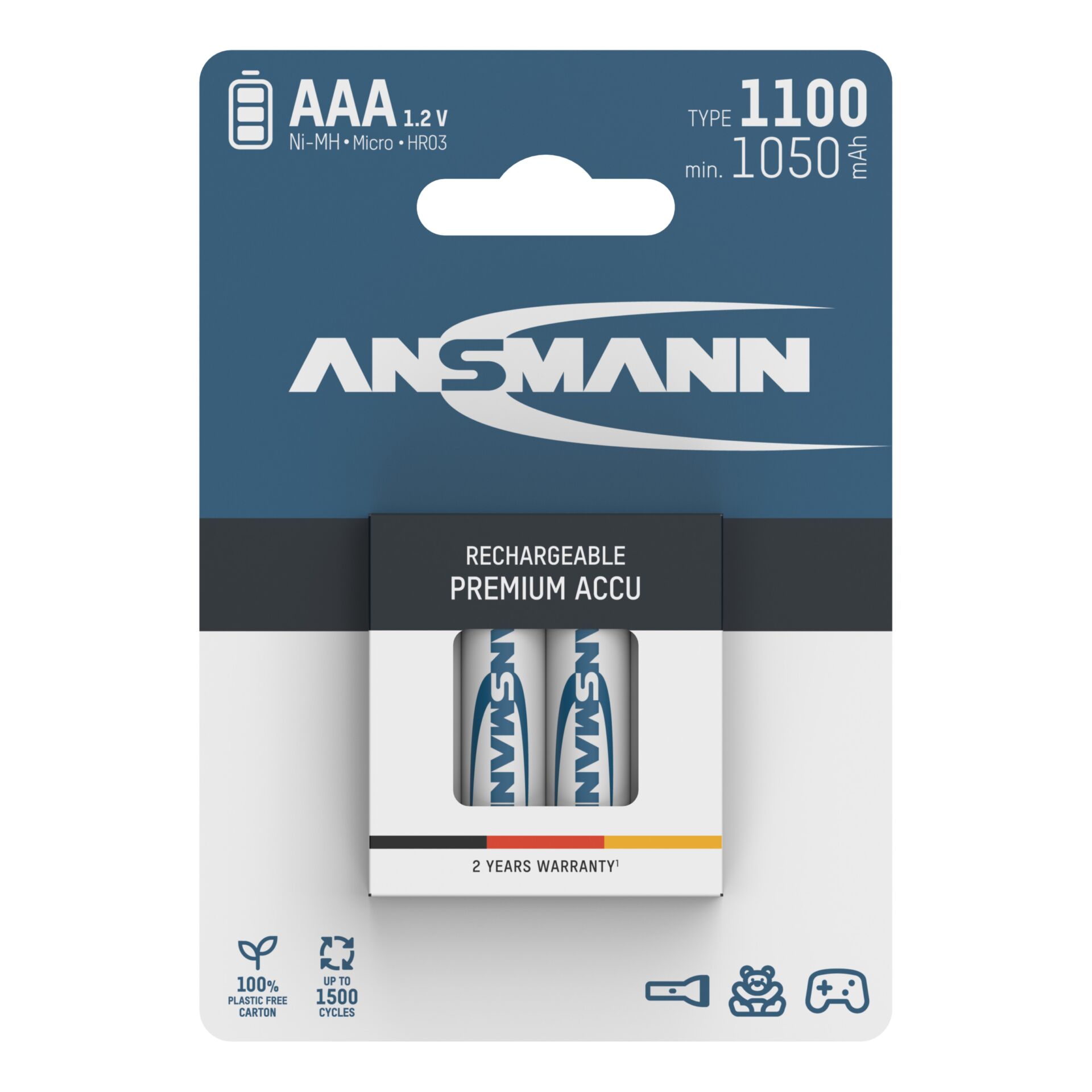 12x4 Ansmann NiMH Akku 1100  Micro AAA 1050 mAh