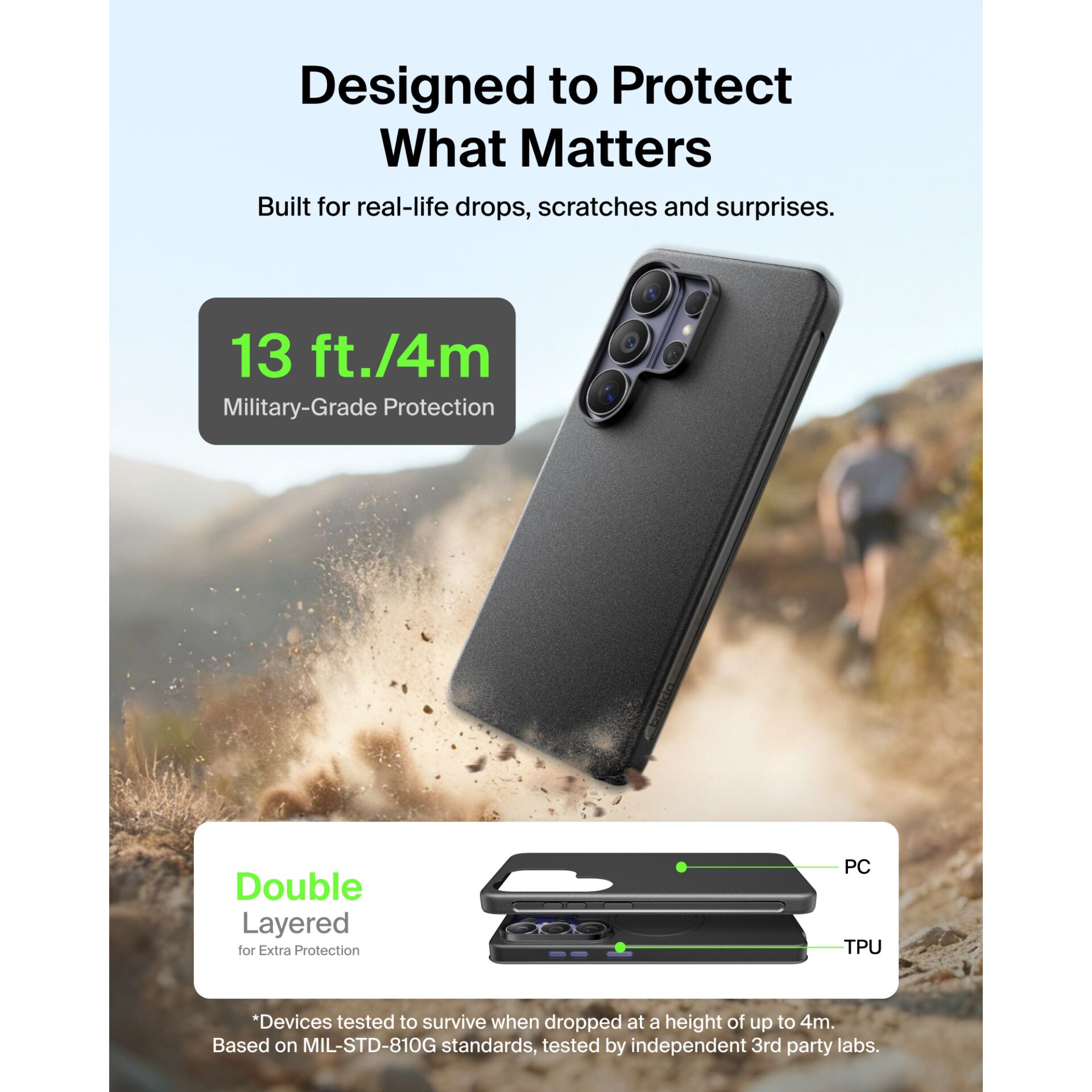 Phone case, Schutzhülle, Kameraloch, Mattgrau, Militärische Schutzklasse