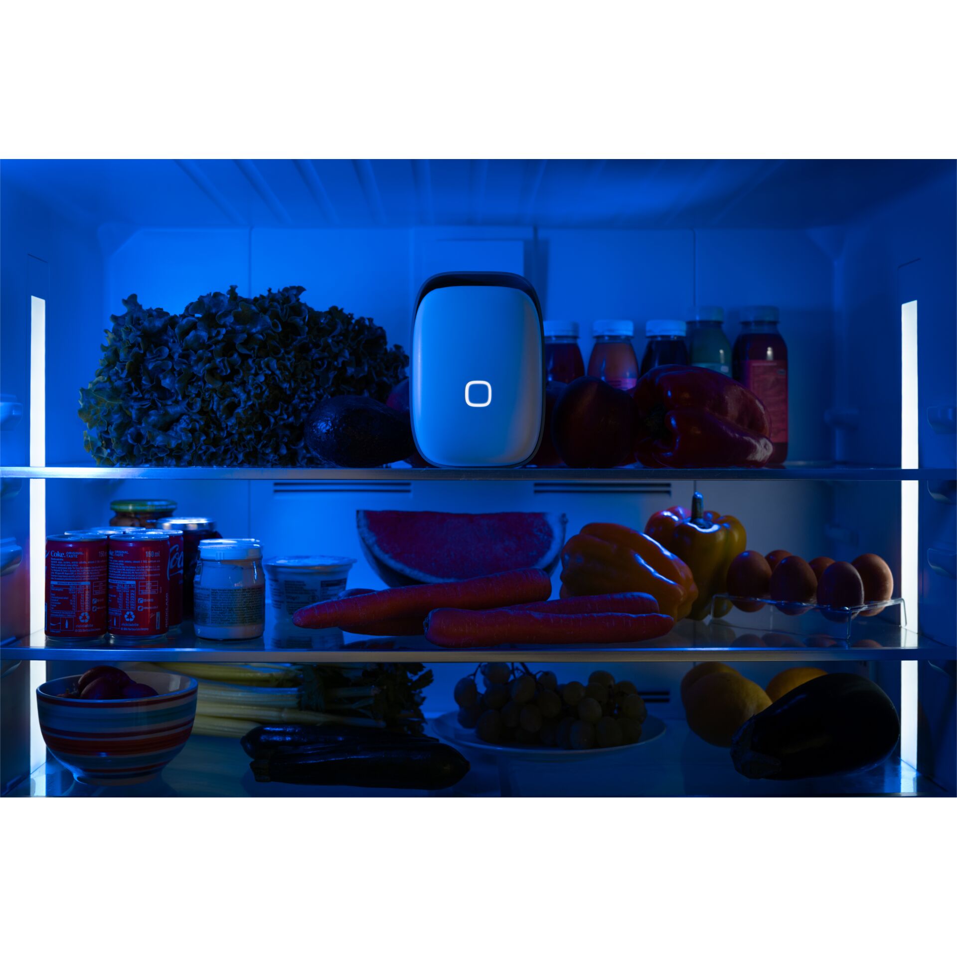 Elektronik, Handy, Telefon, Vorratskammer, Kühlschrank, LED-Beleuchtung, Frische Gemüse, Flaschengetränke