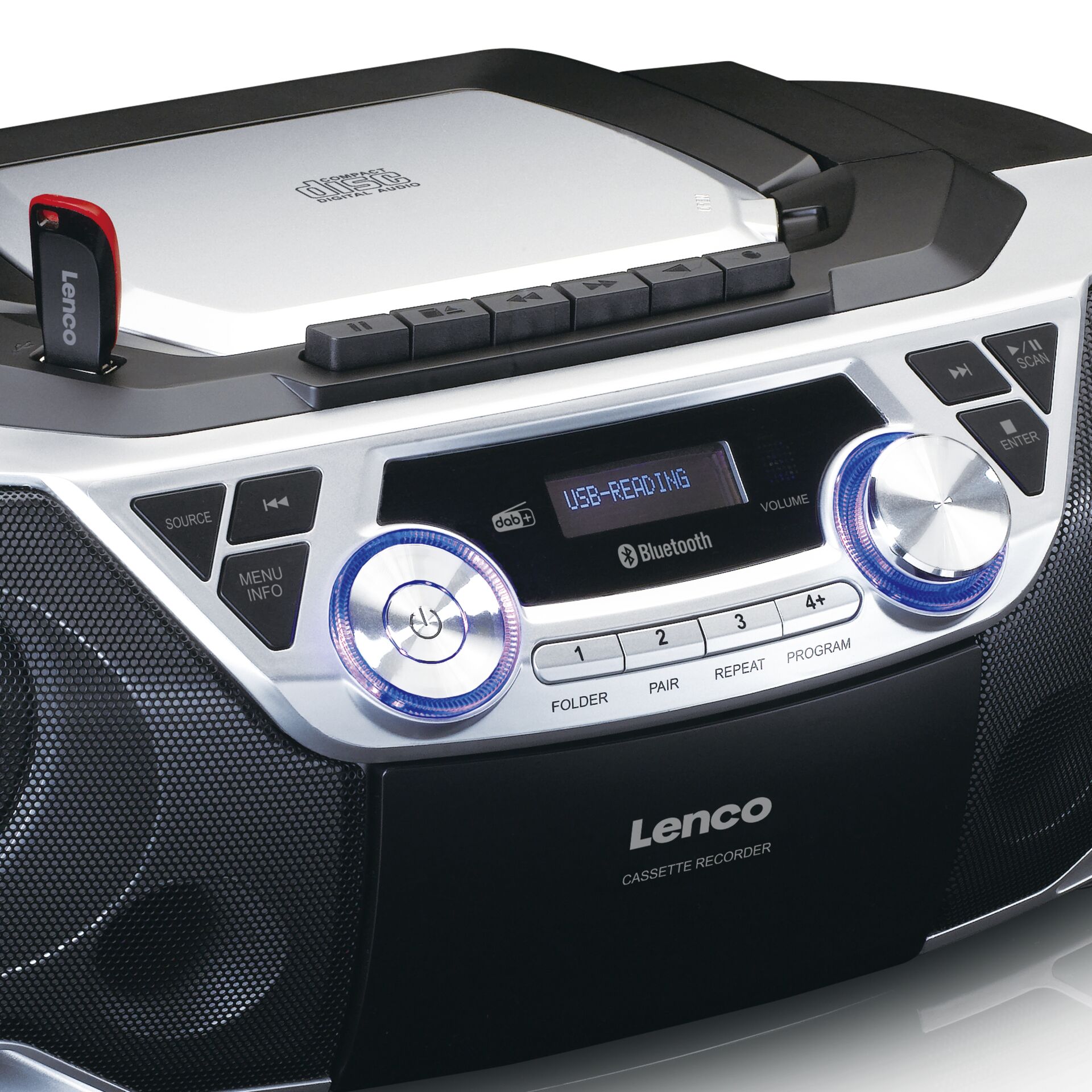 Kassette-Recorder, Bluetooth-Radio, 2-Kanal-Player, USB-Reading, Lenco-Brand