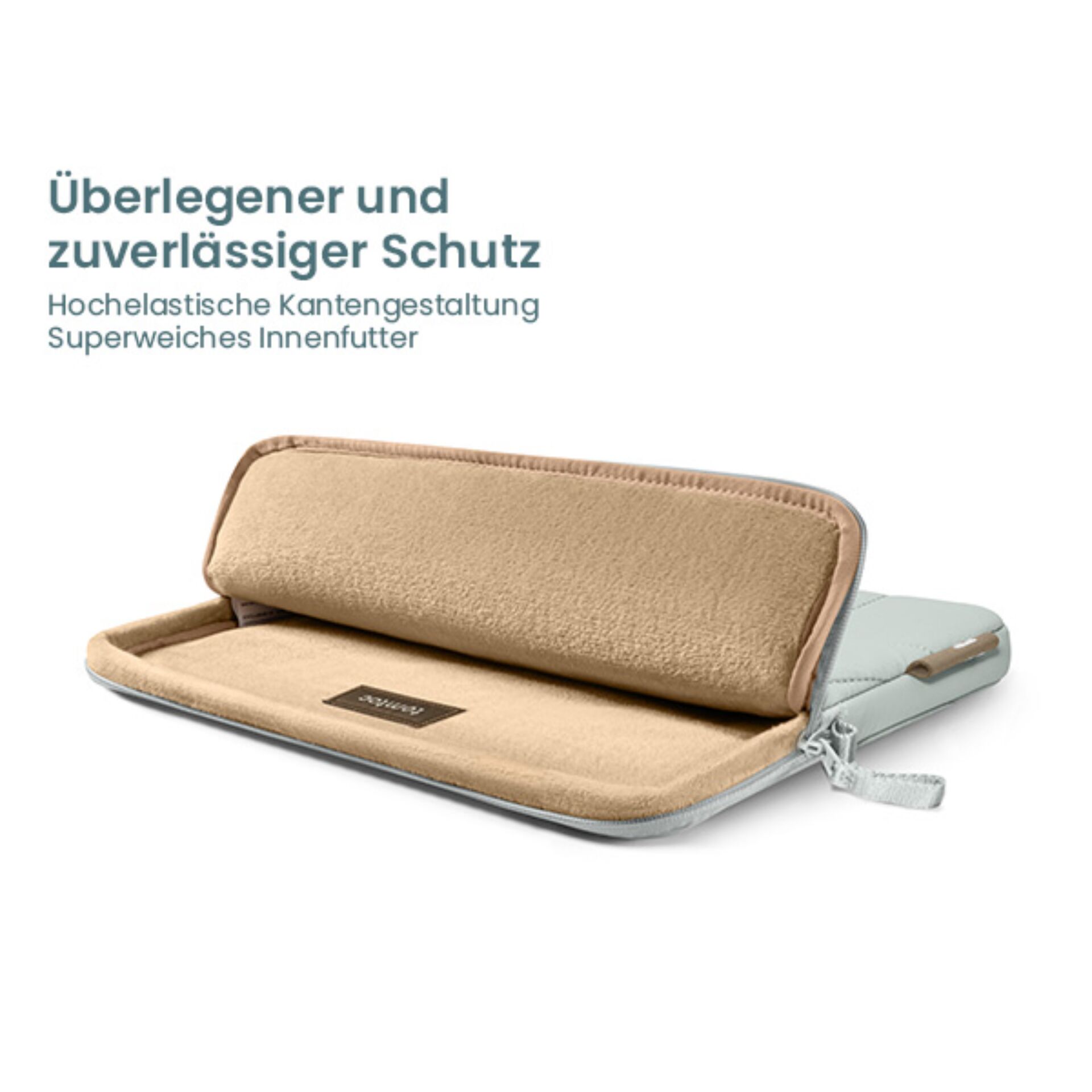Etui, Leder, Beige, Futter, Reißverschluss