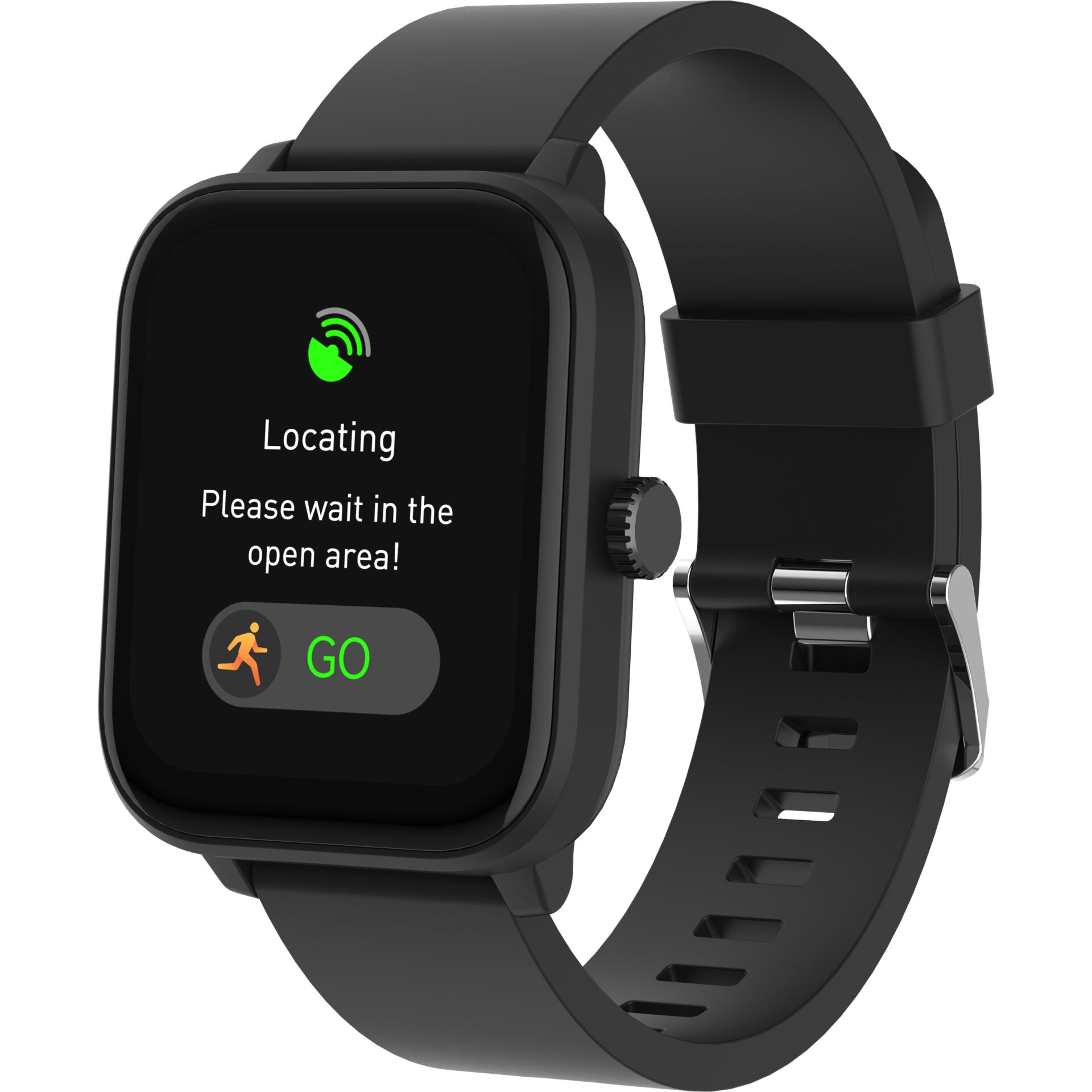 Smartwatch, Schwarz, Touchscreen, GPS, Silikonarmband
