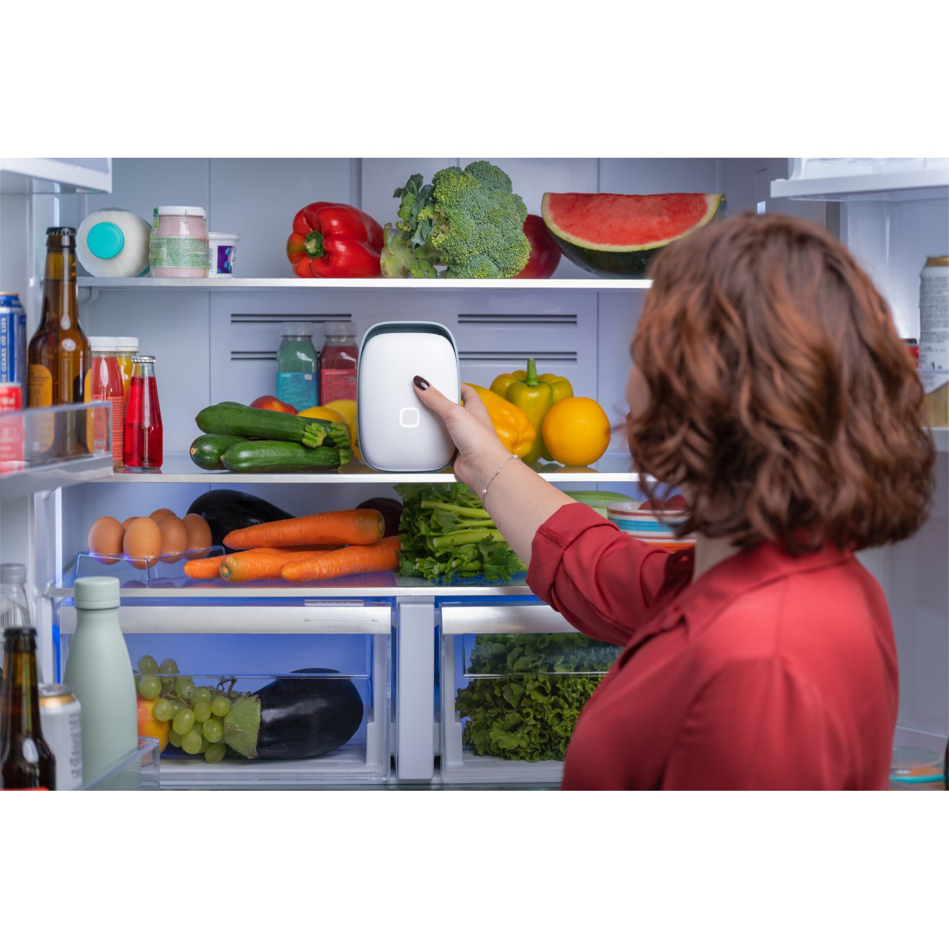 Person, Kühlschrank, Frische Gemüse, Frucht, Person mit Gerät, Küchenhäppchen