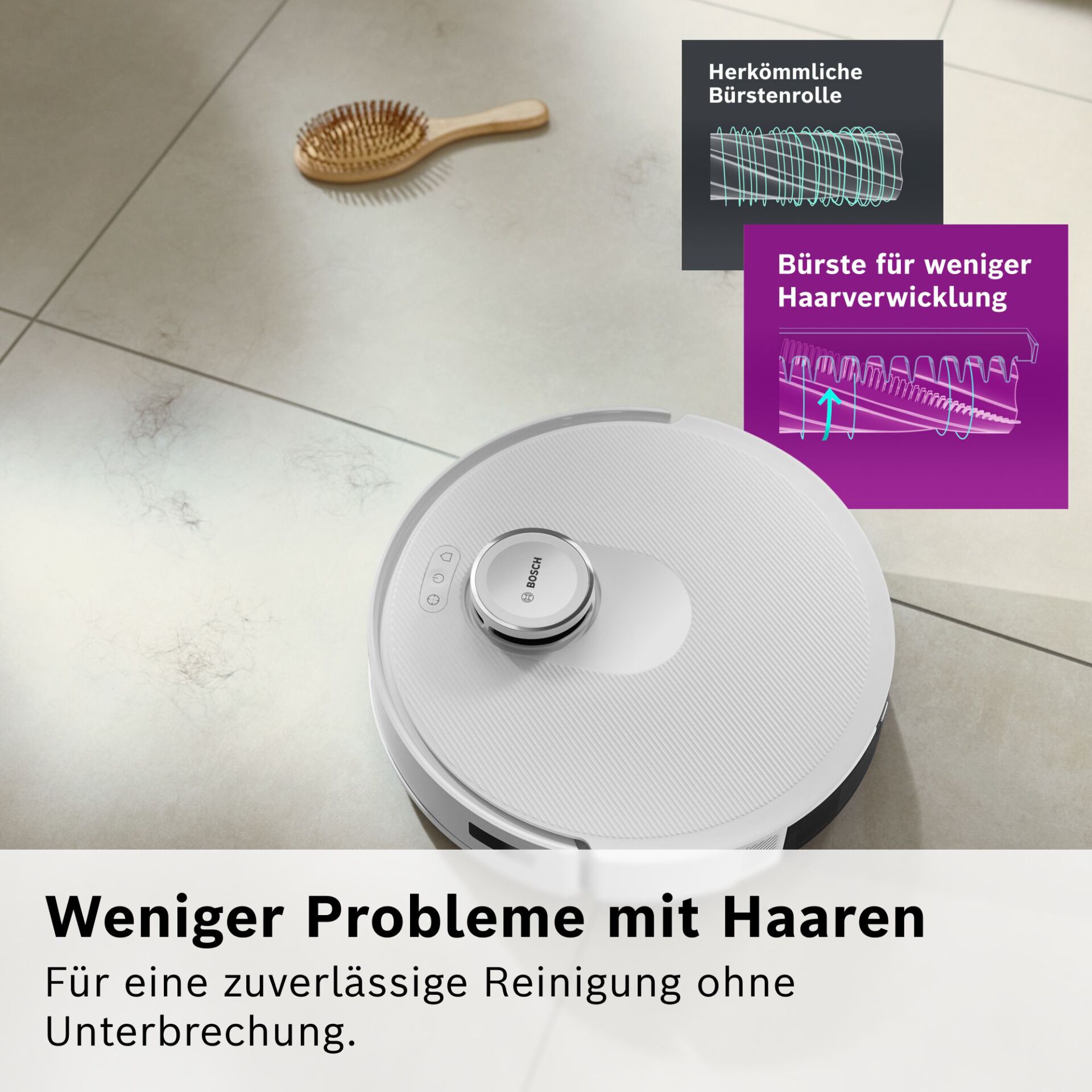 Robotik-Roboter, Saugroboter, Wischroboter, Haarrrolle, Bodenreiniger