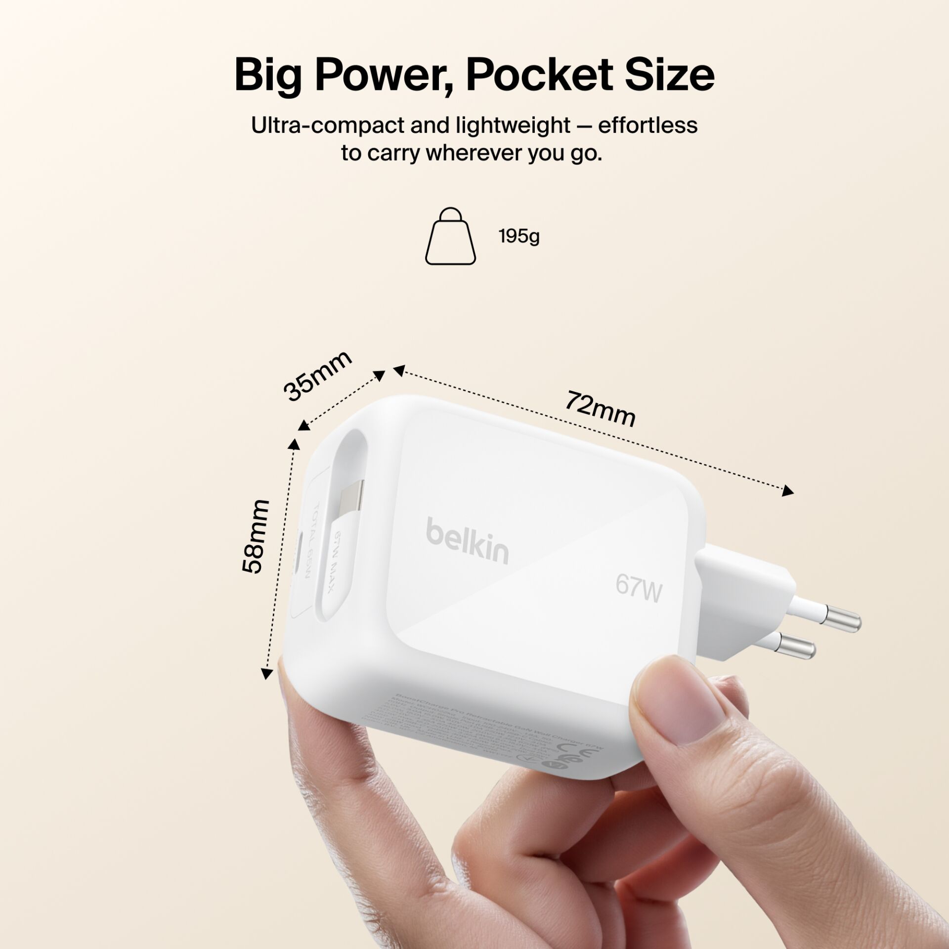 Reiseadapter, USB-C Adapter, Netzteil, White, Belkin