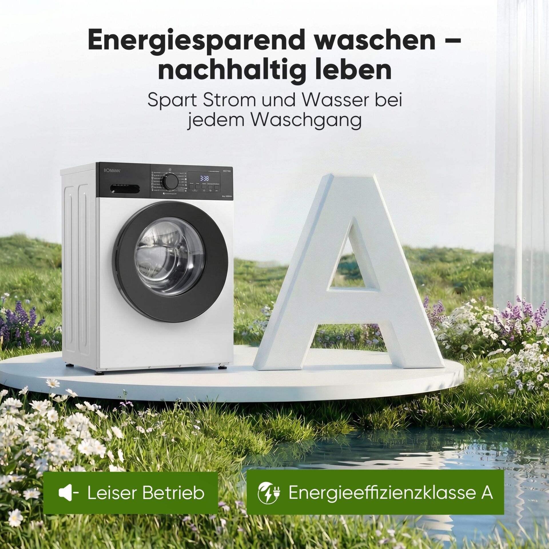 Waschmaschine, Frontlader, Kernfarben, Energiesparend, Leise Betrieb
