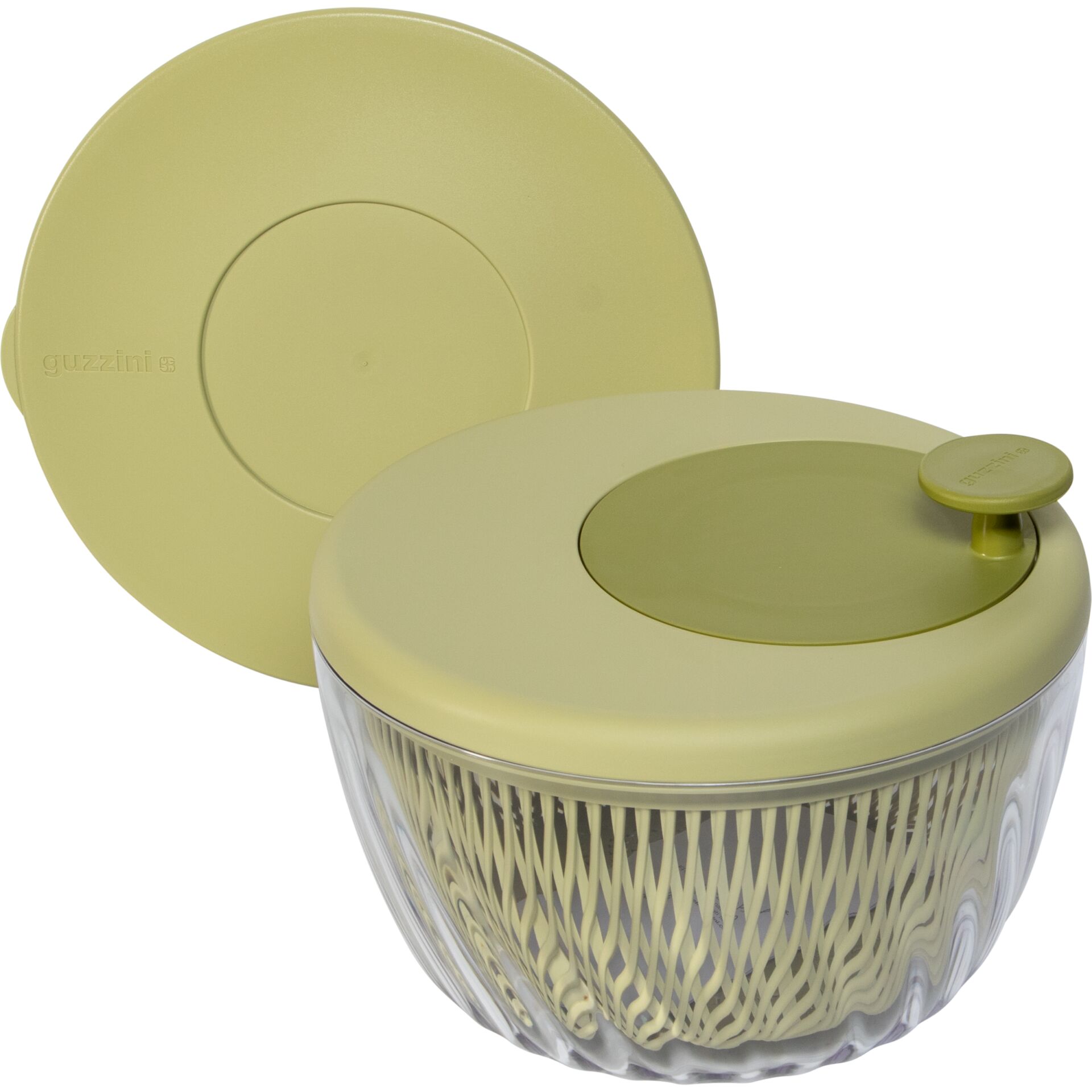 Salatschüssel, Deckel-Schüssel, Glas-Schüssel, Gemustertes Glas, Grüner Deckel