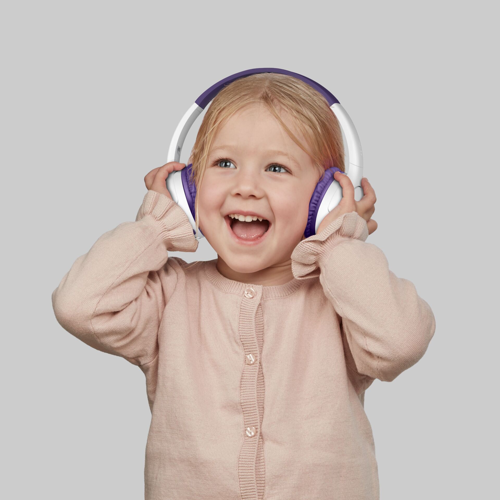 Kinder, Kopfhörer, Over-Ear, Lila, Beige