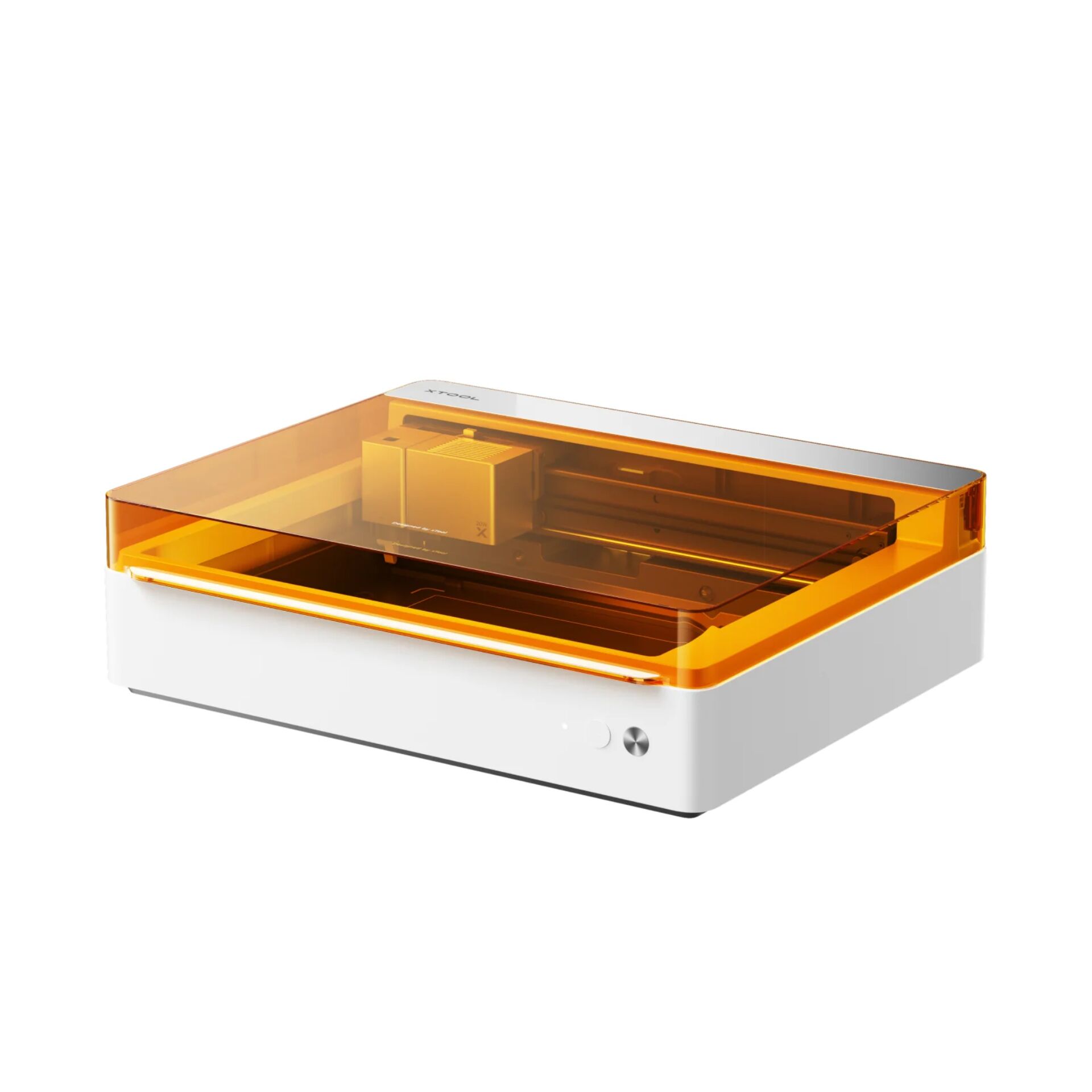 3D-Drucker, Laser cutter, Kunststoffgehäuse, Orangene Abdeckung, weiße Basis