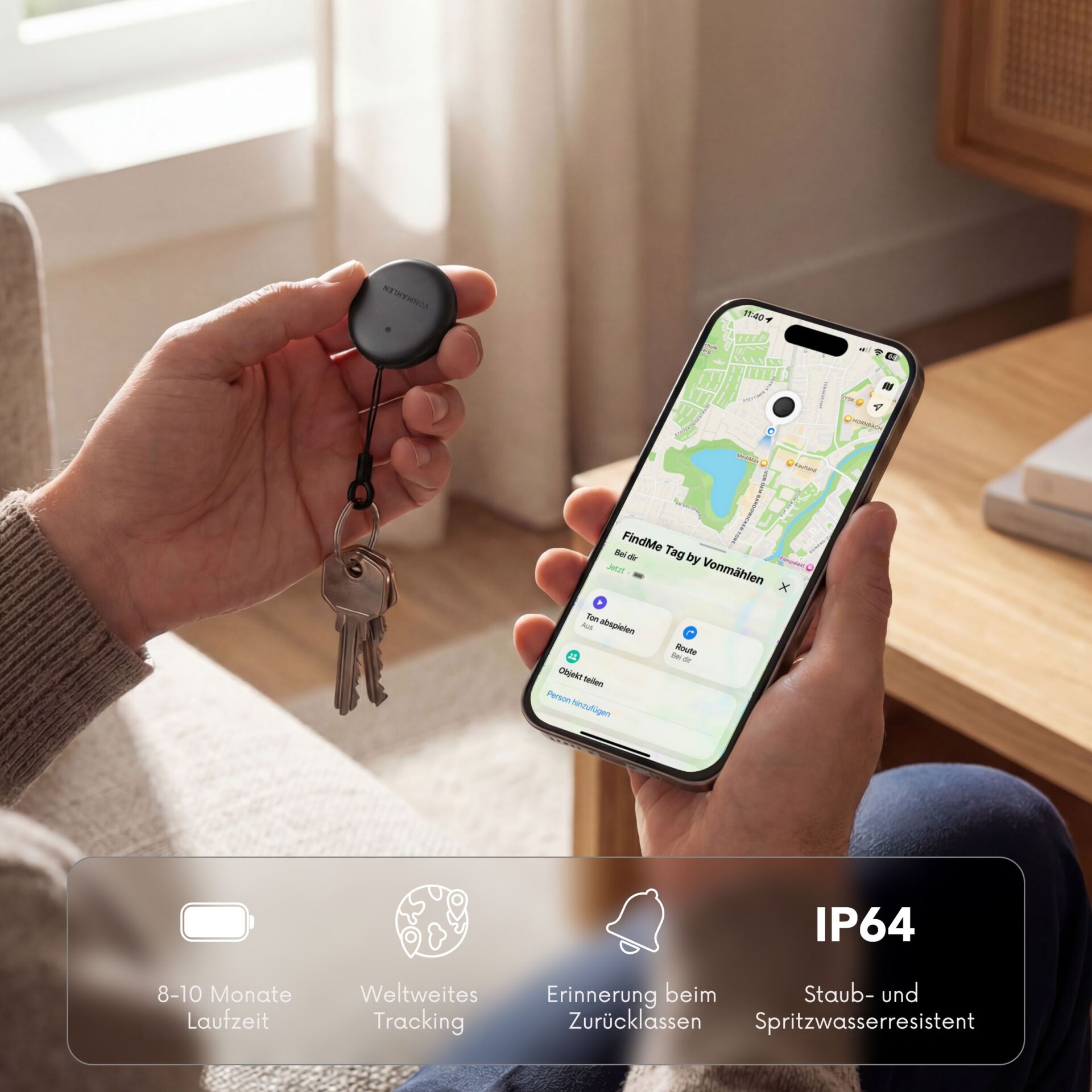 smartphone app, Schlüsselanhänger-Tracker, GPS-Tracker, Schlüsselanhänger, Kleine Ortungsbox