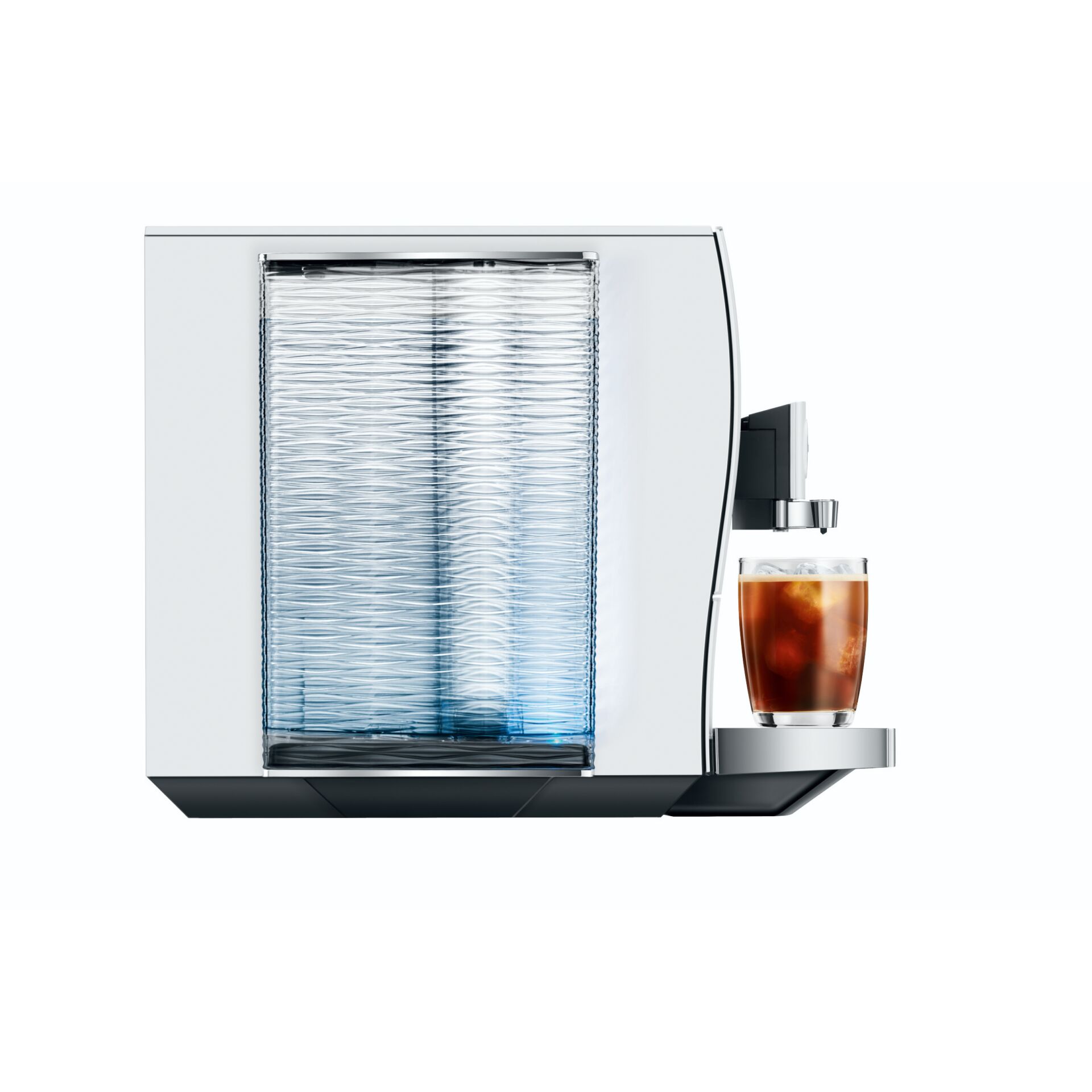 Espresso-Kaffeemaschine, Wasserbehälter, Espressoauslauf, Kaffeegetränk, Metallgehäuse