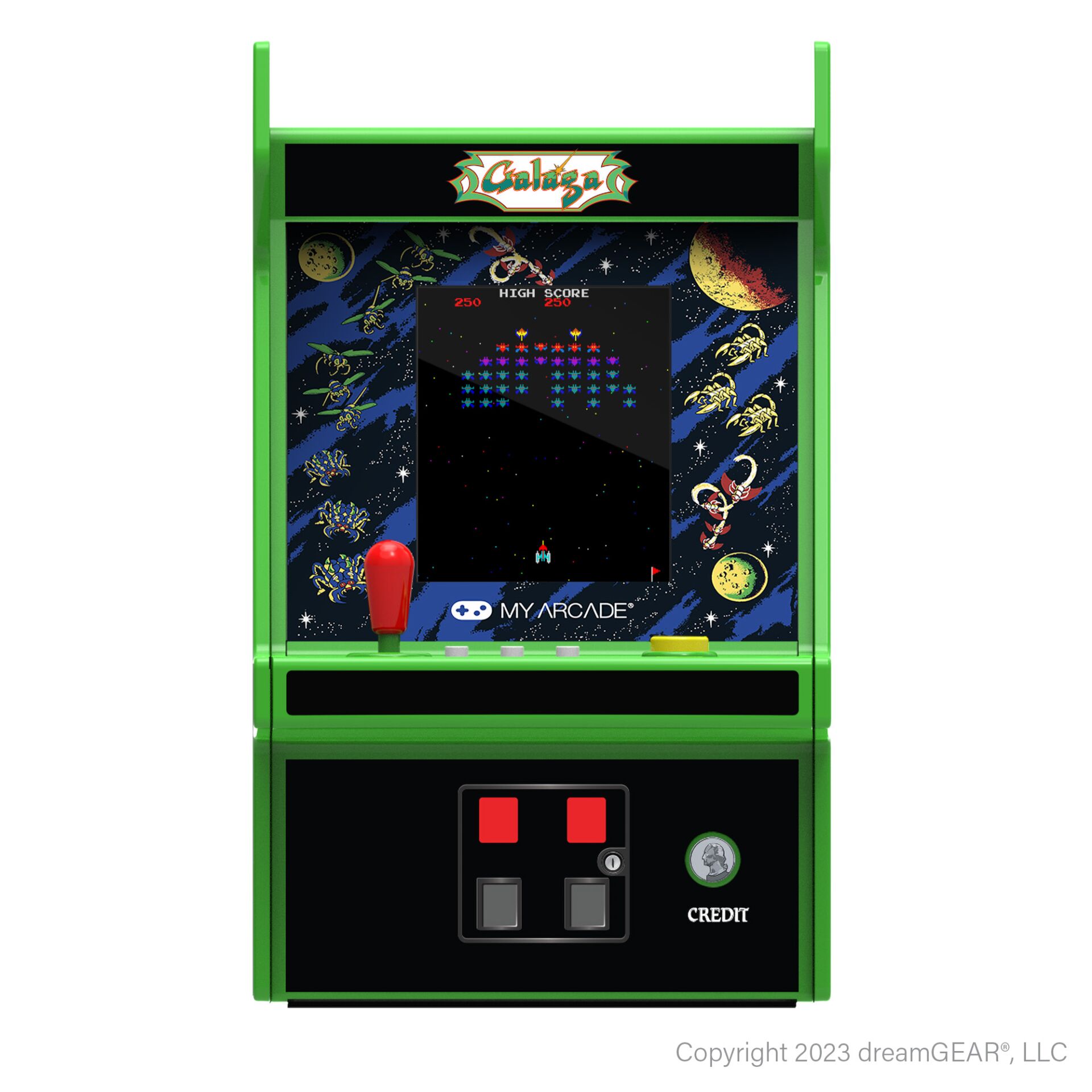 arcade, kabinett, grün, bildschirm, joystick