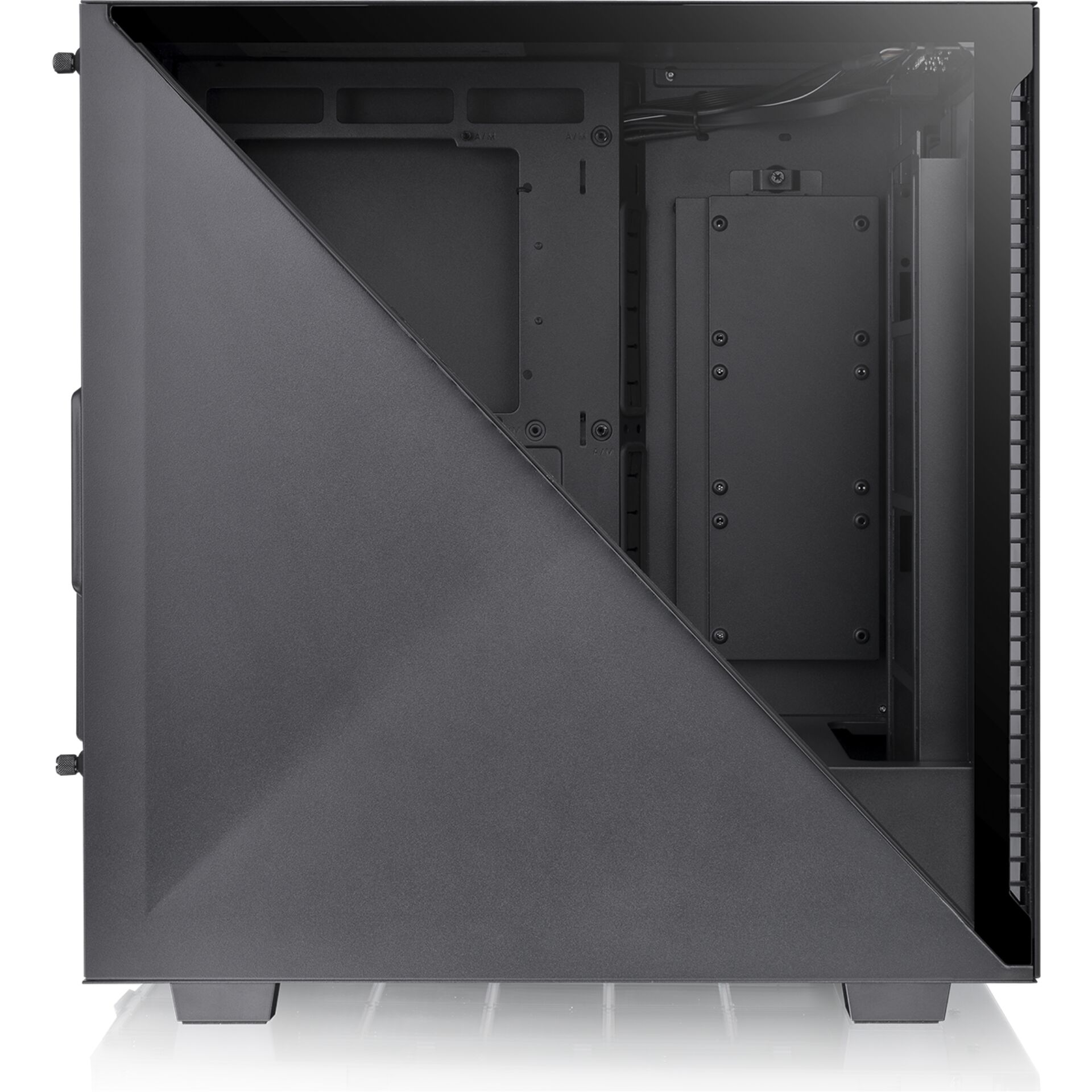 mid-tower, mesh-panel, grau, gehäuse, innenansicht