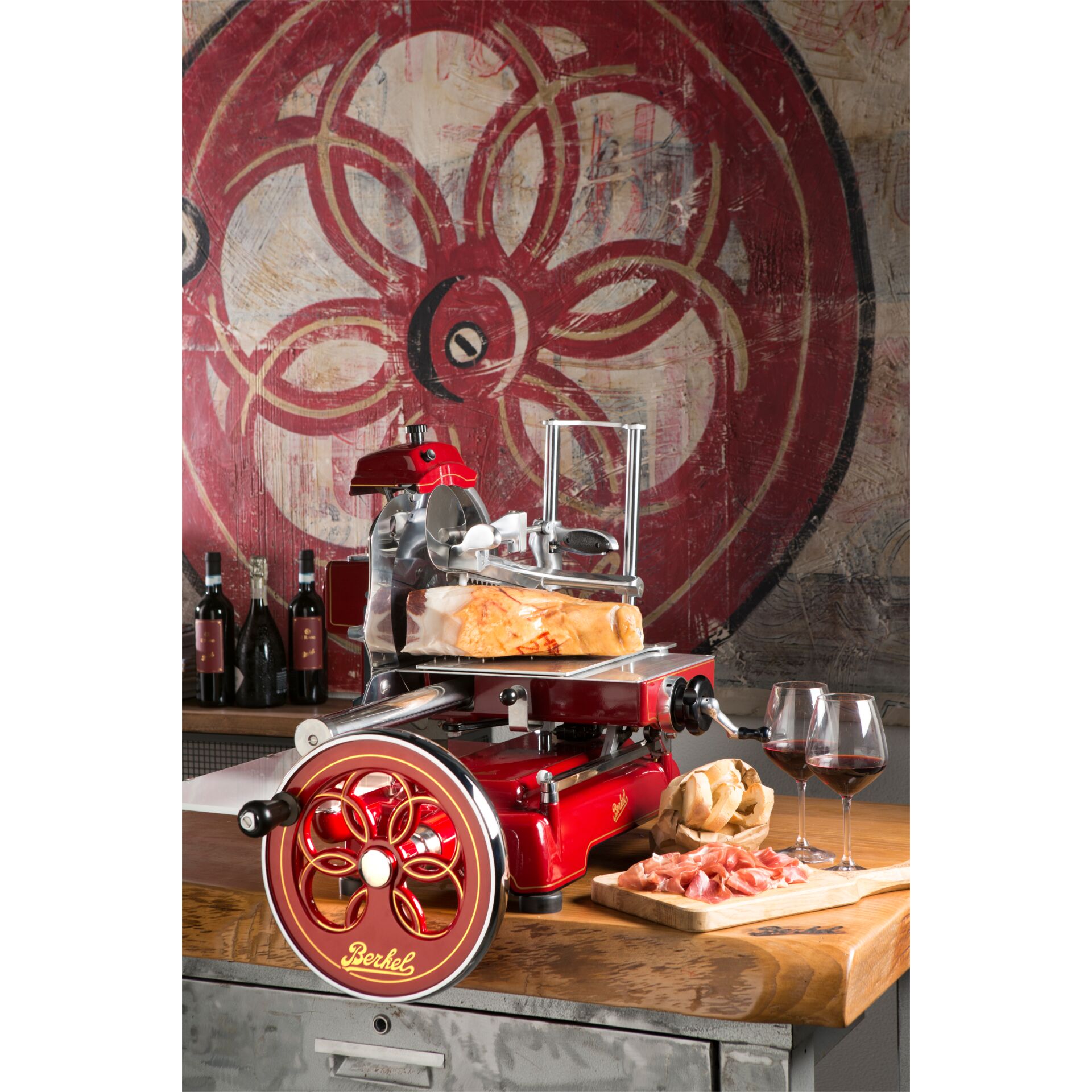 Schinkenmaschine, Kochmesser, Käsescheibe, Weinrot, Haushaltsgerät