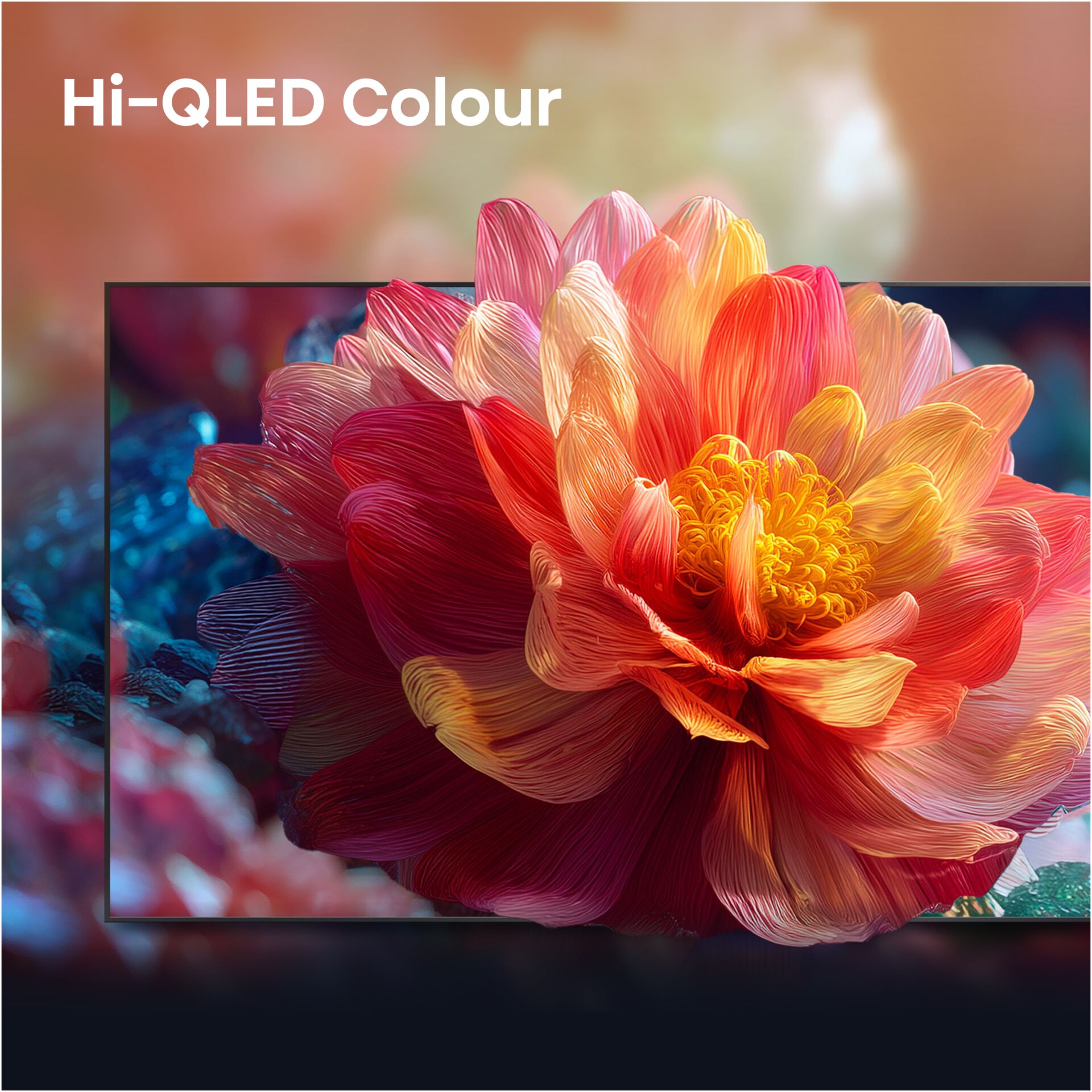 LED-TV, QLED, Blume, Blüten, Bildschirm