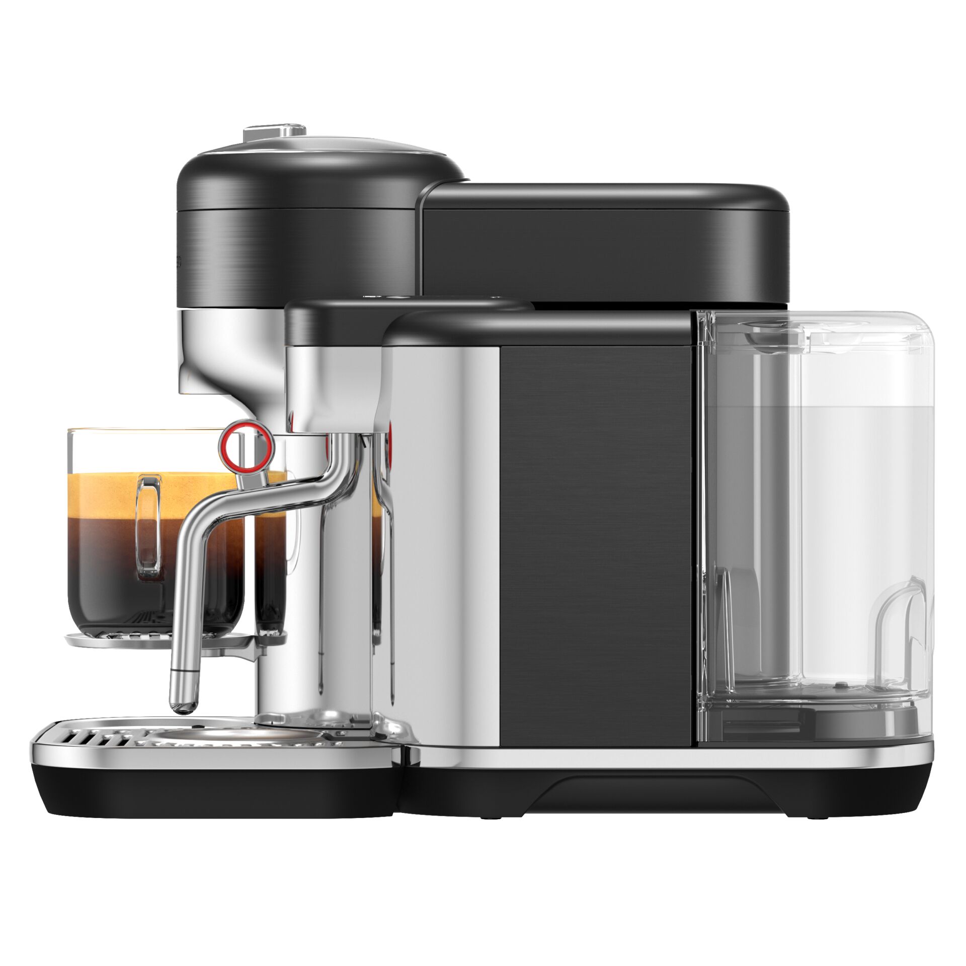 Espressomaschine, Kaffeemaschine, Kaffeezubereitung, Milchbehälter, Chrom-Äußeres