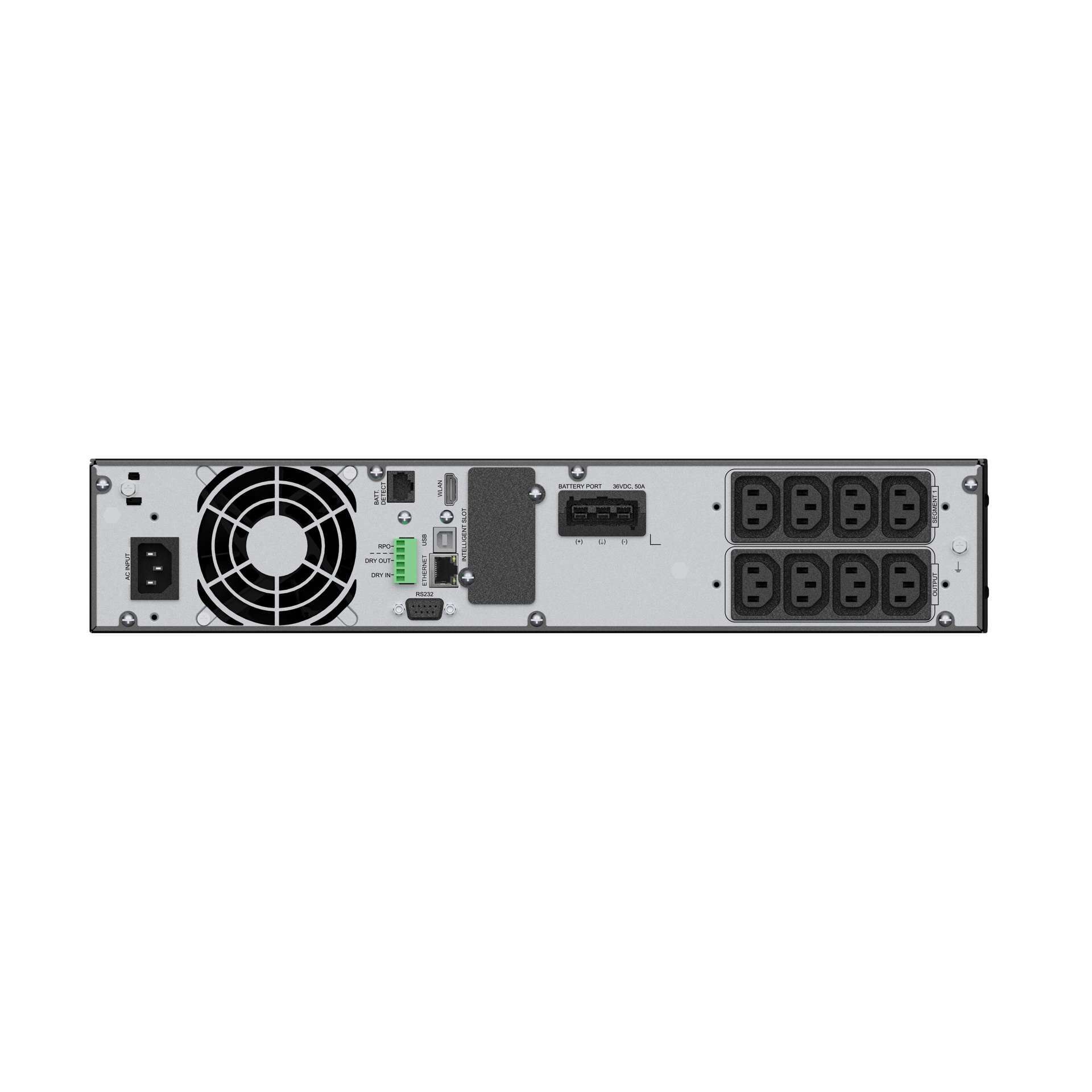 Rackmount, Stromversorgung, Kühlventilator, AC-Ausgänge, USB-Anschluss