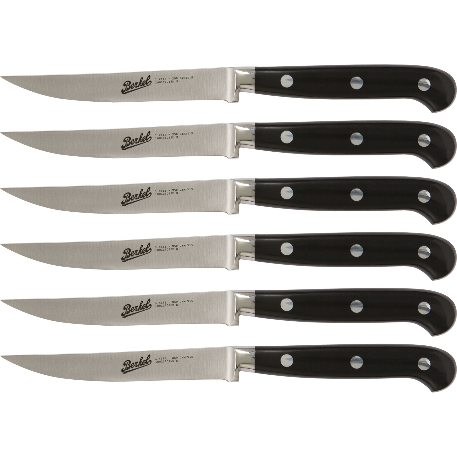messer,  steakmesser, edelstahl, schwarzer griff, fünfer-set