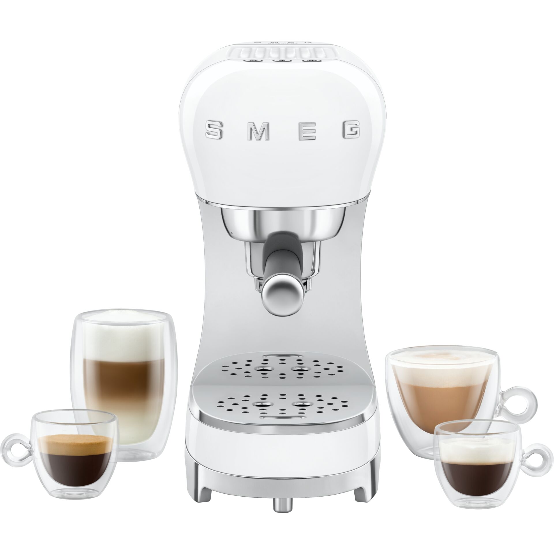 Espresso-Kaffeemaschine, Kaffeeautomat, Chrom, Milchaufschäumer, Smeg