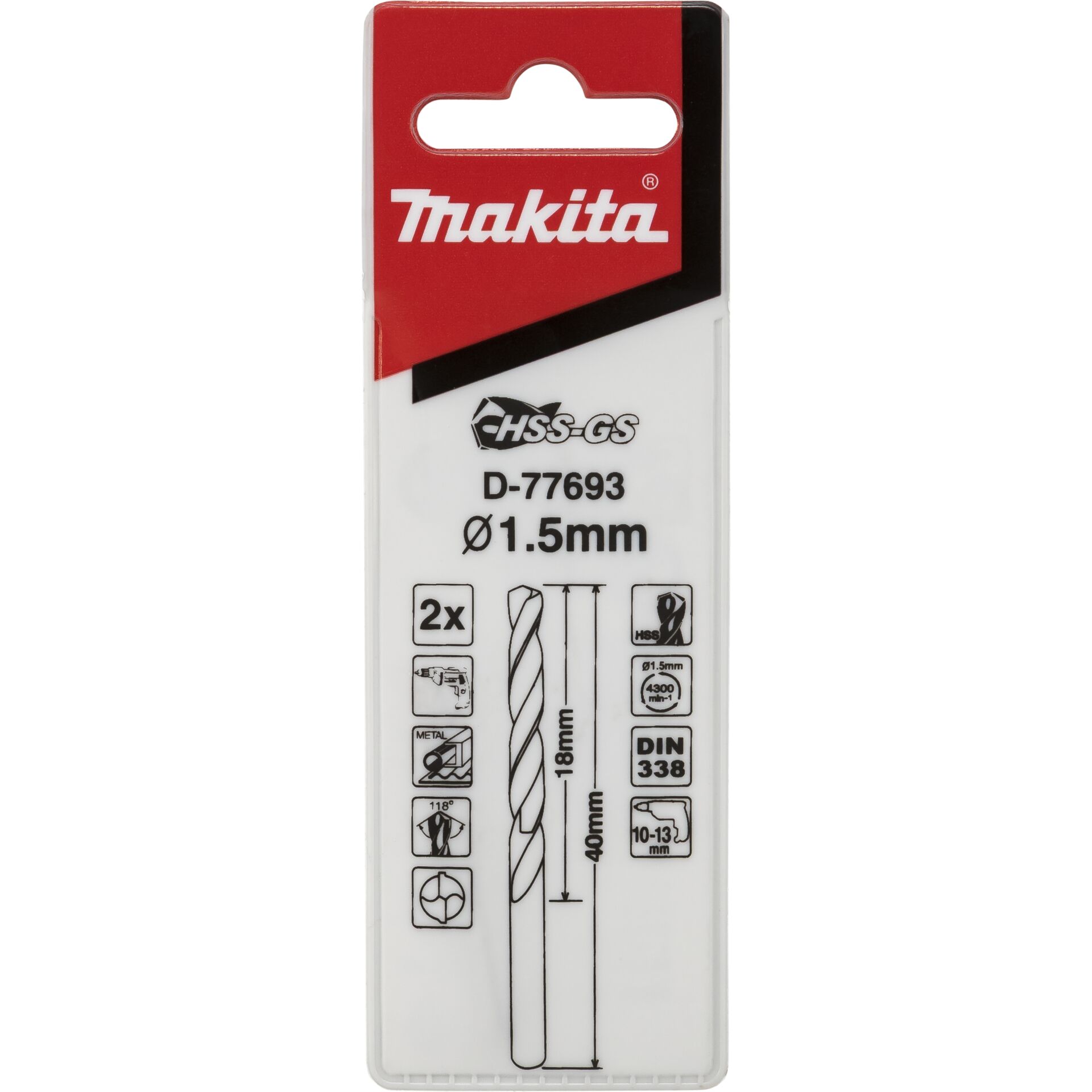 Makita Metallbohrer HSS-GS  1,5x40mm