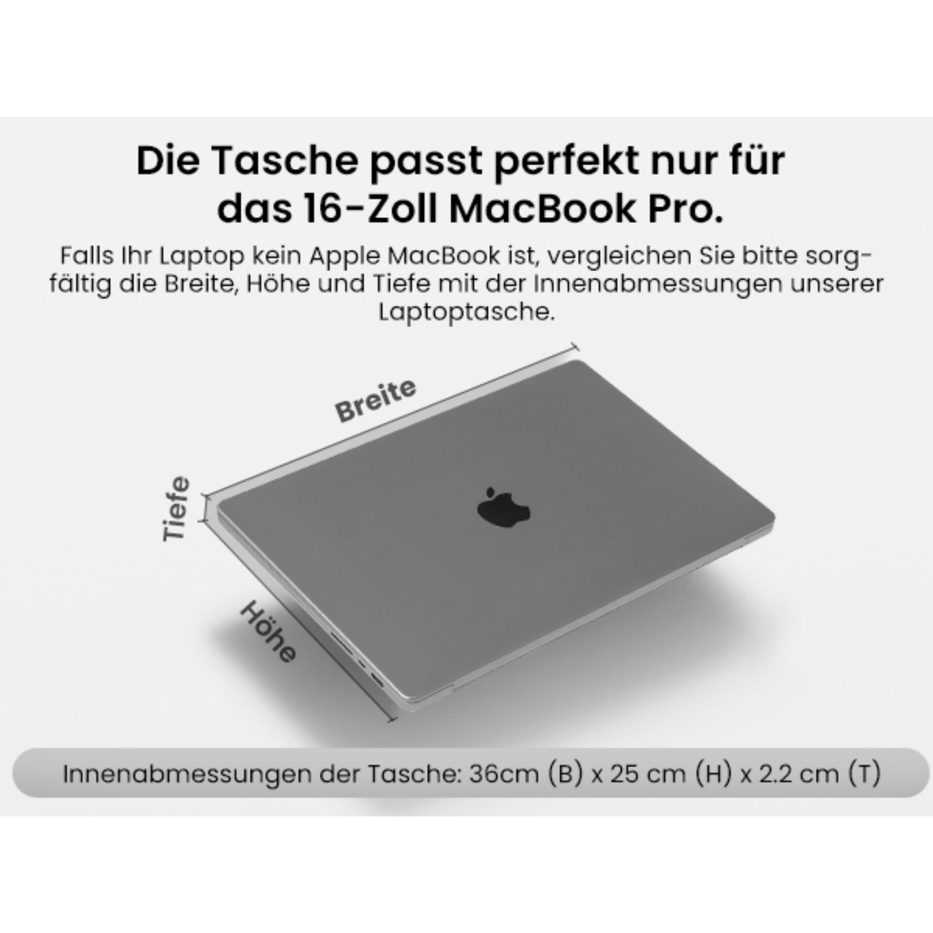 Tasche, MacBook Pro Tasche, Laptoptasche, Größe 16 Zoll, Laptoptasche