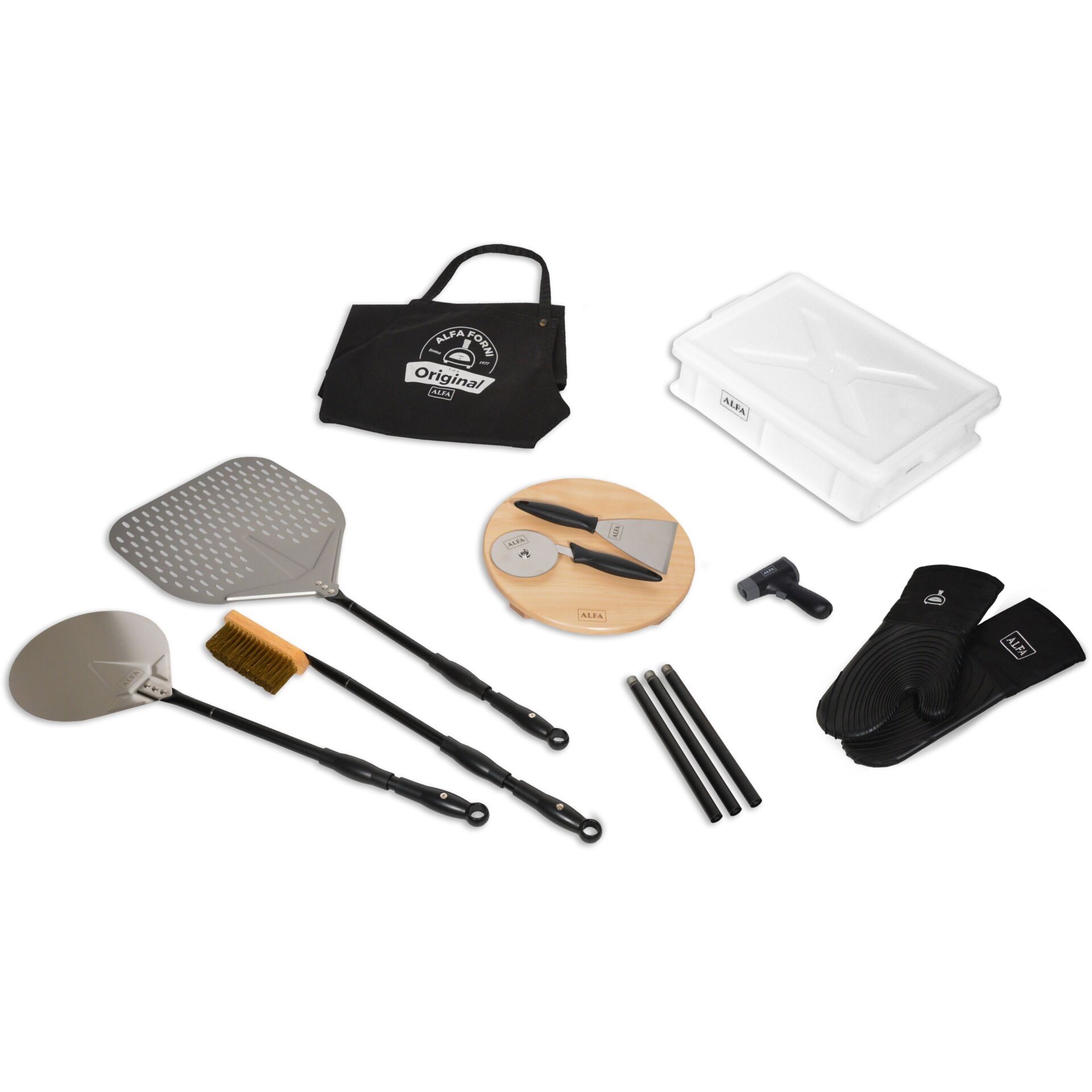 Grillzubehör, Pizzaschneider, Pinsel, Schaufel, Kassette
