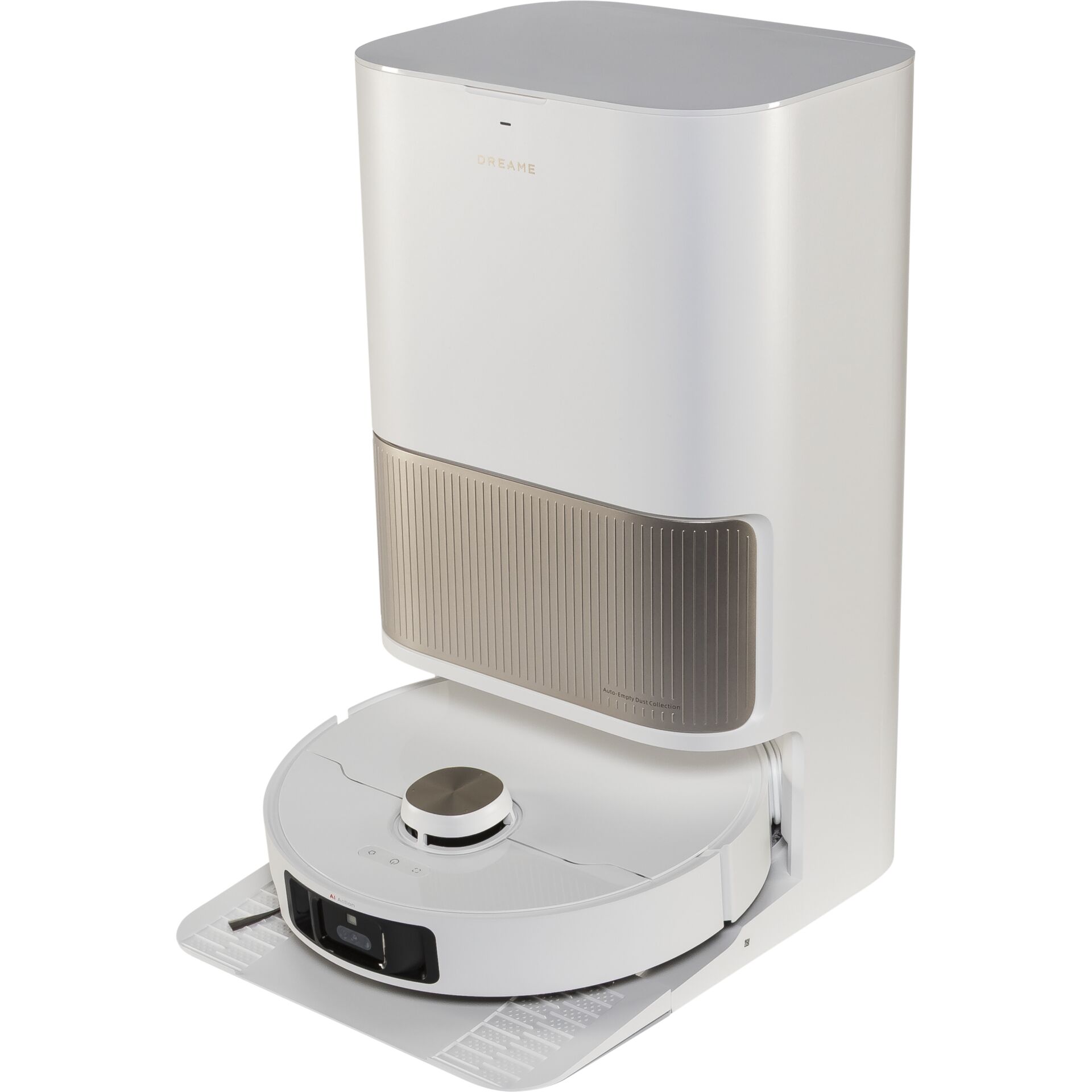 Robotic vacuum, Dispenser, Weiß, Staubbehälter, Lade-/Ladebasis