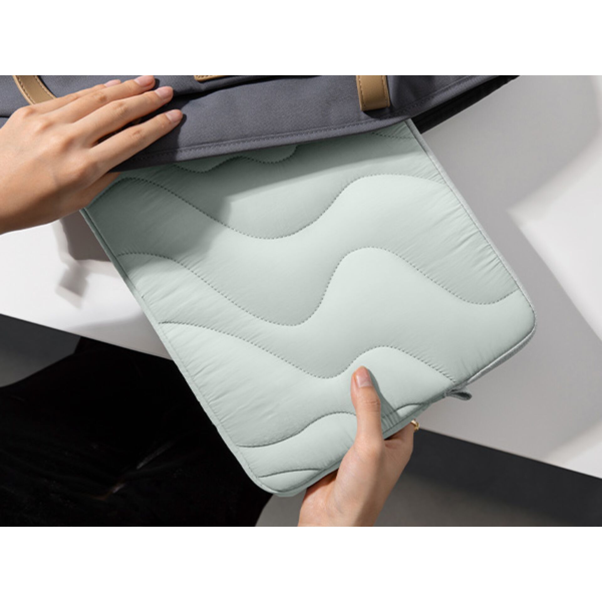 Clutch, Beutel, QUILTED, Mint, Textil