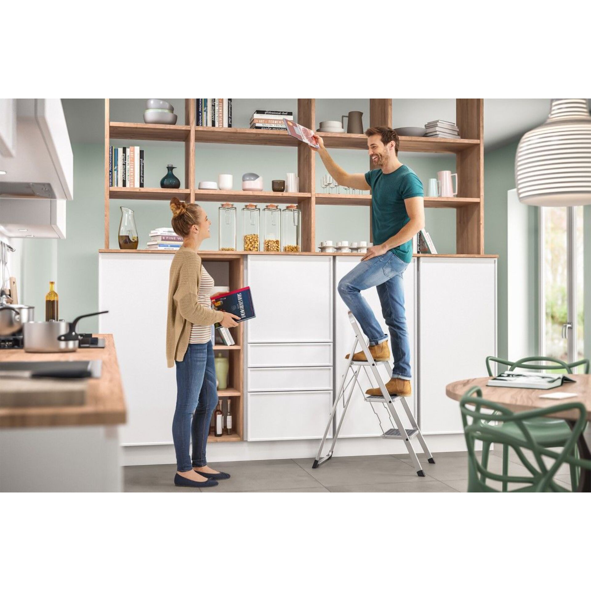 kitchen, Schrank, Leiter, Personen, Buch