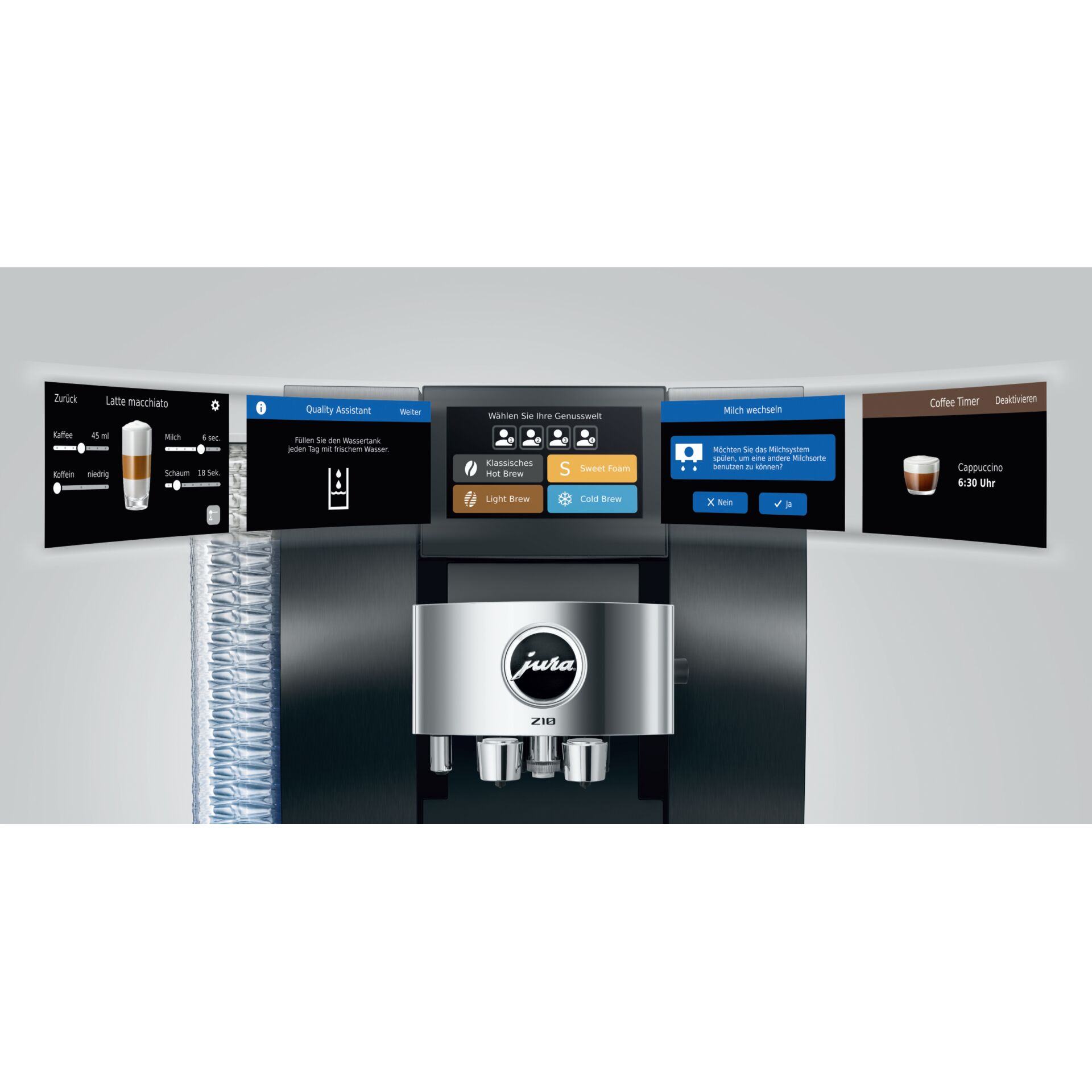 Kaffeemaschine, Espressomaschine, Touchscreen, Metall, Cappuccino