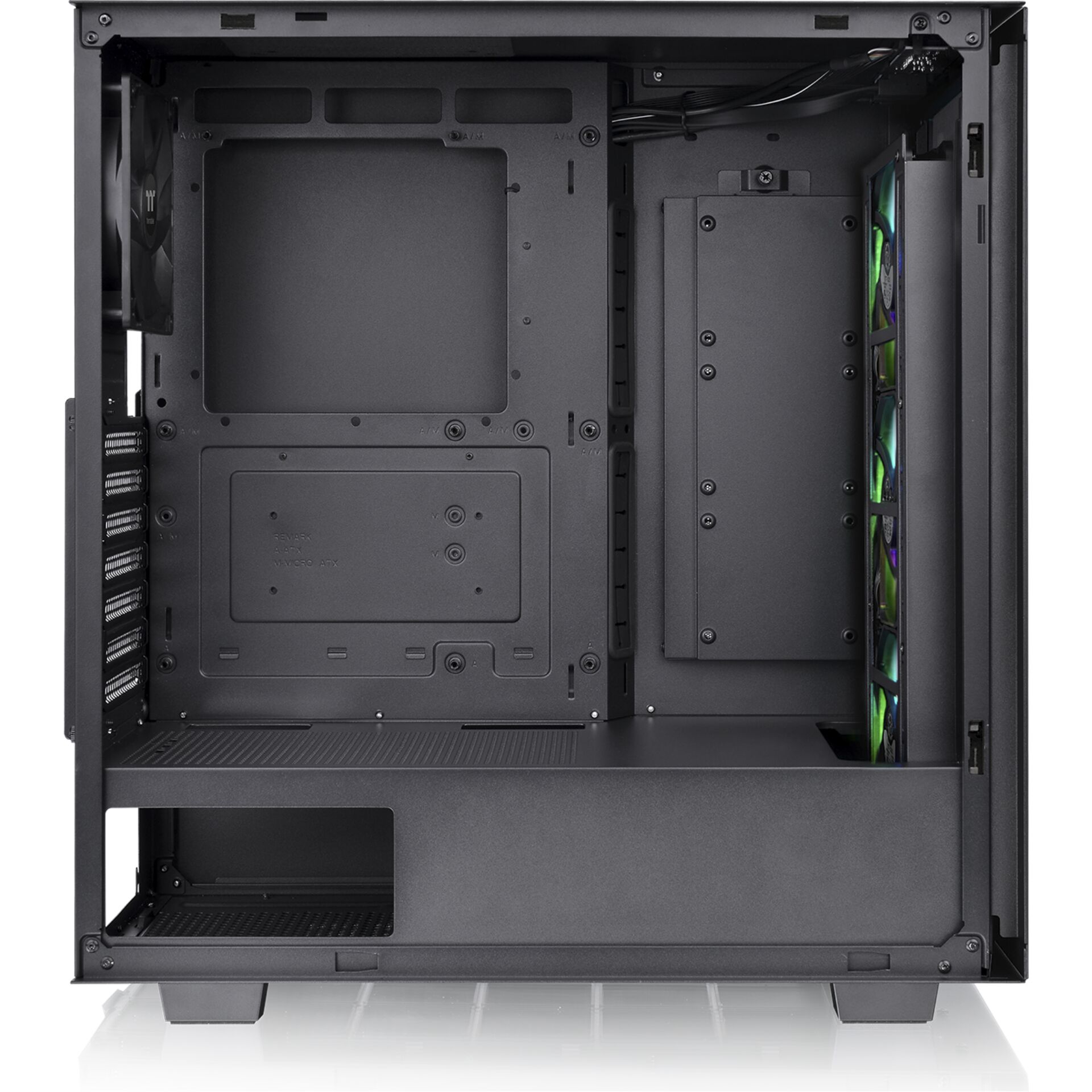 PC-Gehäuse, mittelgroß, Schwarz, mit Frontlüfter, offen