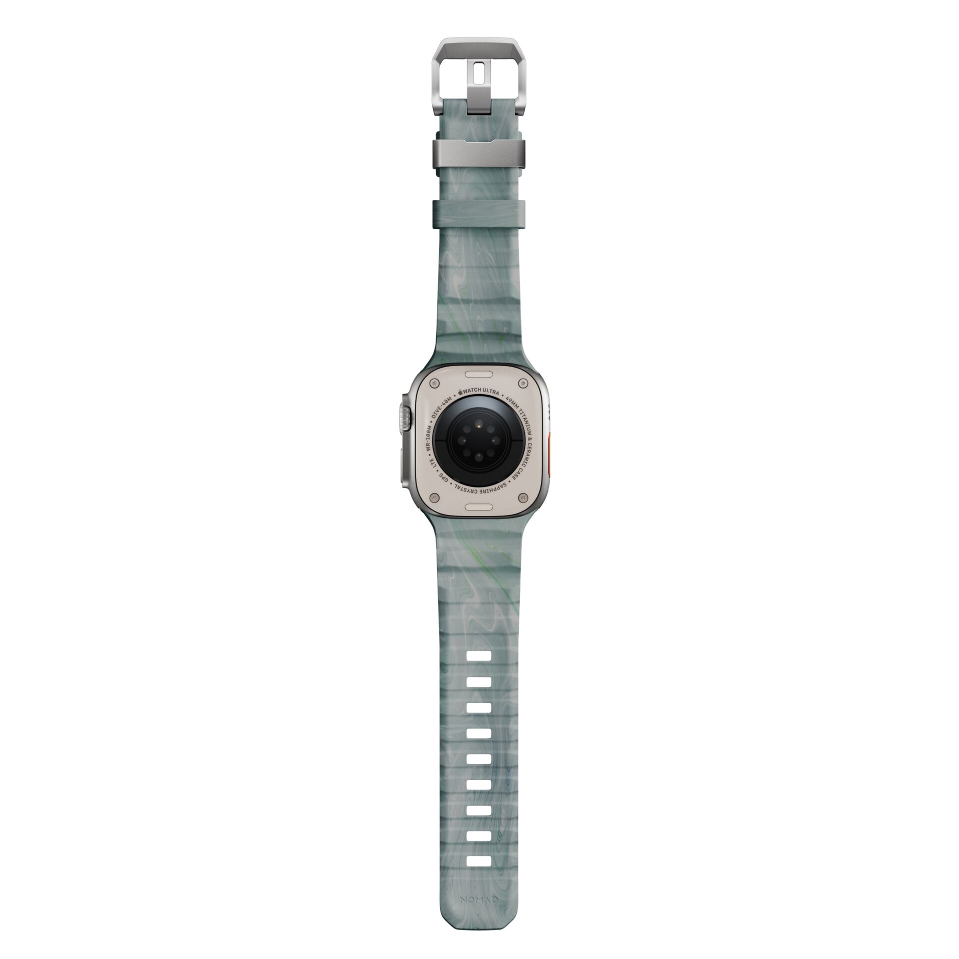 Smartwatch, Uhrenarmband, Metallgehäuse, Rundes Objektiv, Grüner Band